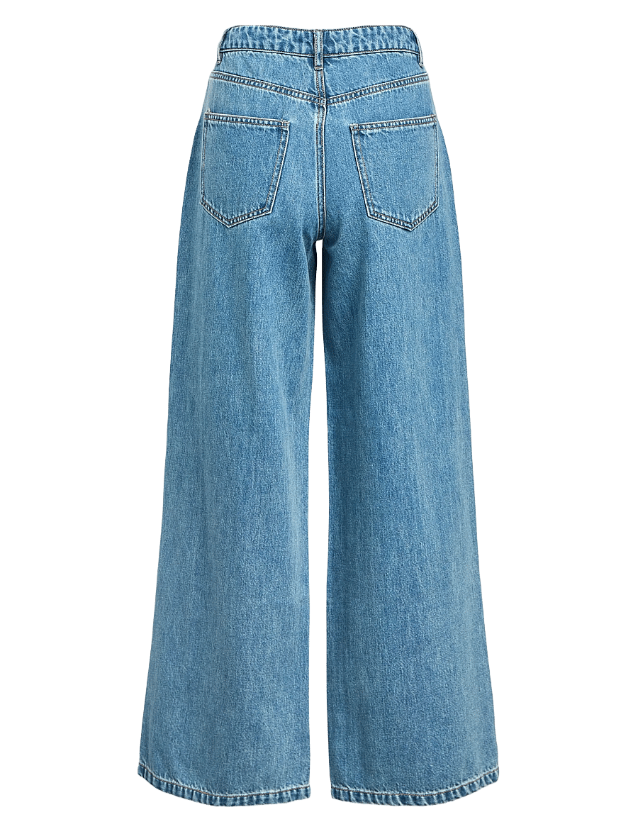 Object - OBJMOJI DIVONA MW WIDE JEANS 140 - víðar gallabuxur - medium blue denim - 2