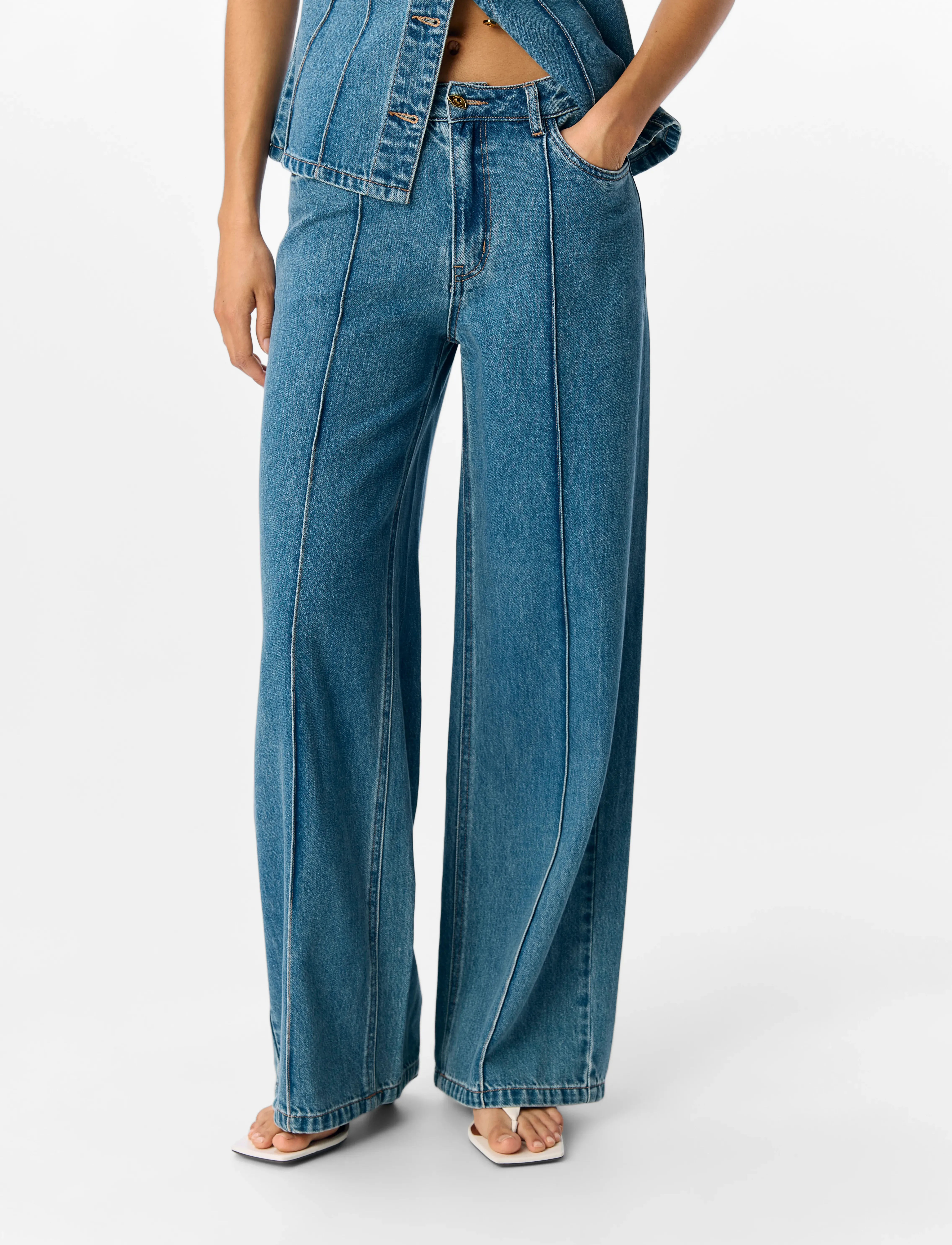 Object - OBJMOJI DIVONA MW WIDE JEANS 140 - brede jeans - medium blue denim - 4