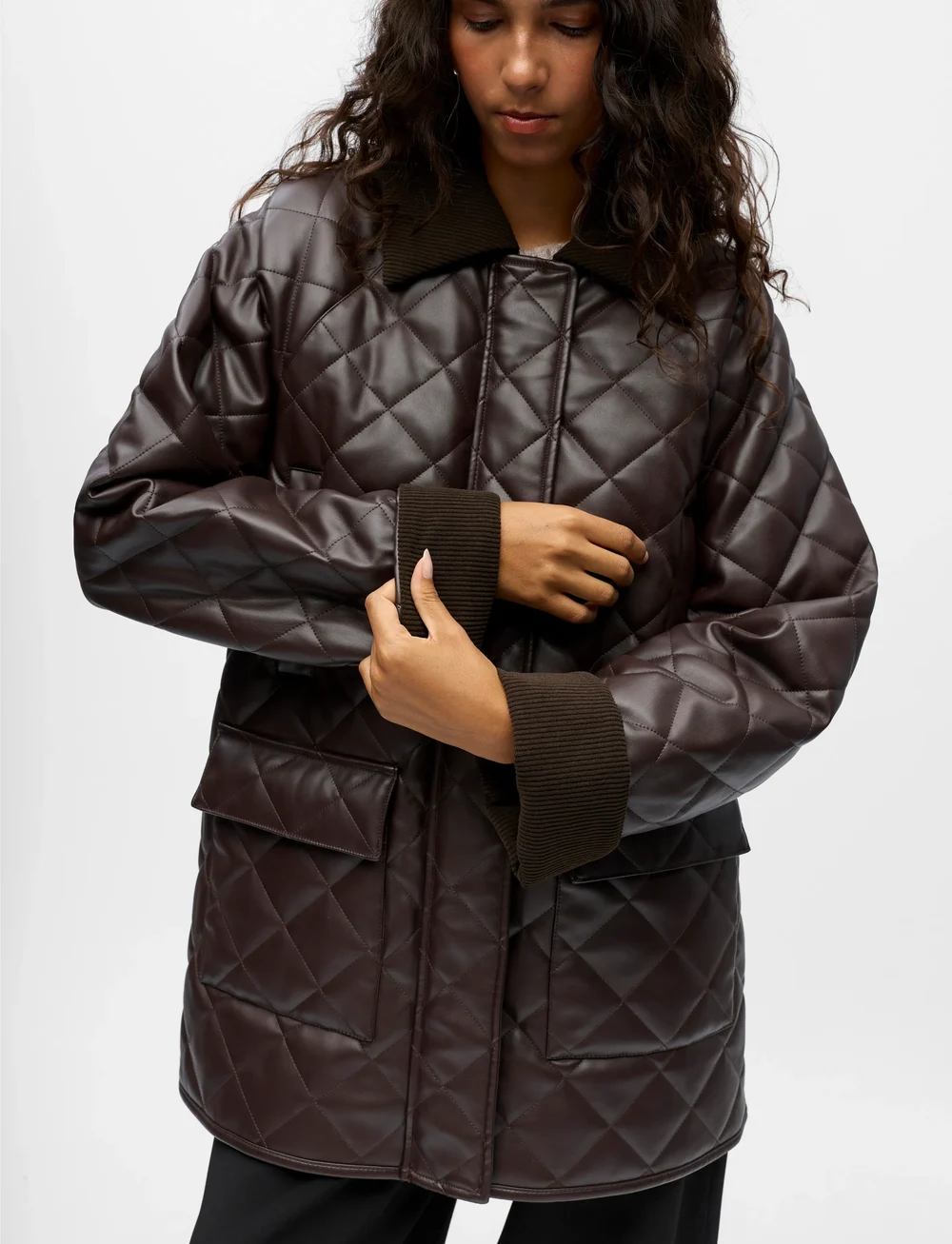 Object - OBJJUNA L/S RE QUILTED JACKET 140 - quiltede jakker - seal brown - 4