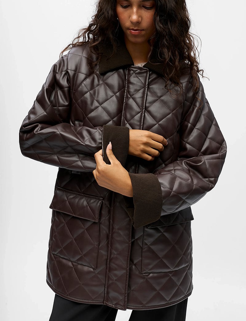 Object - OBJJUNA L/S RE QUILTED JACKET 140 - frühlingsjacken - seal brown - 4