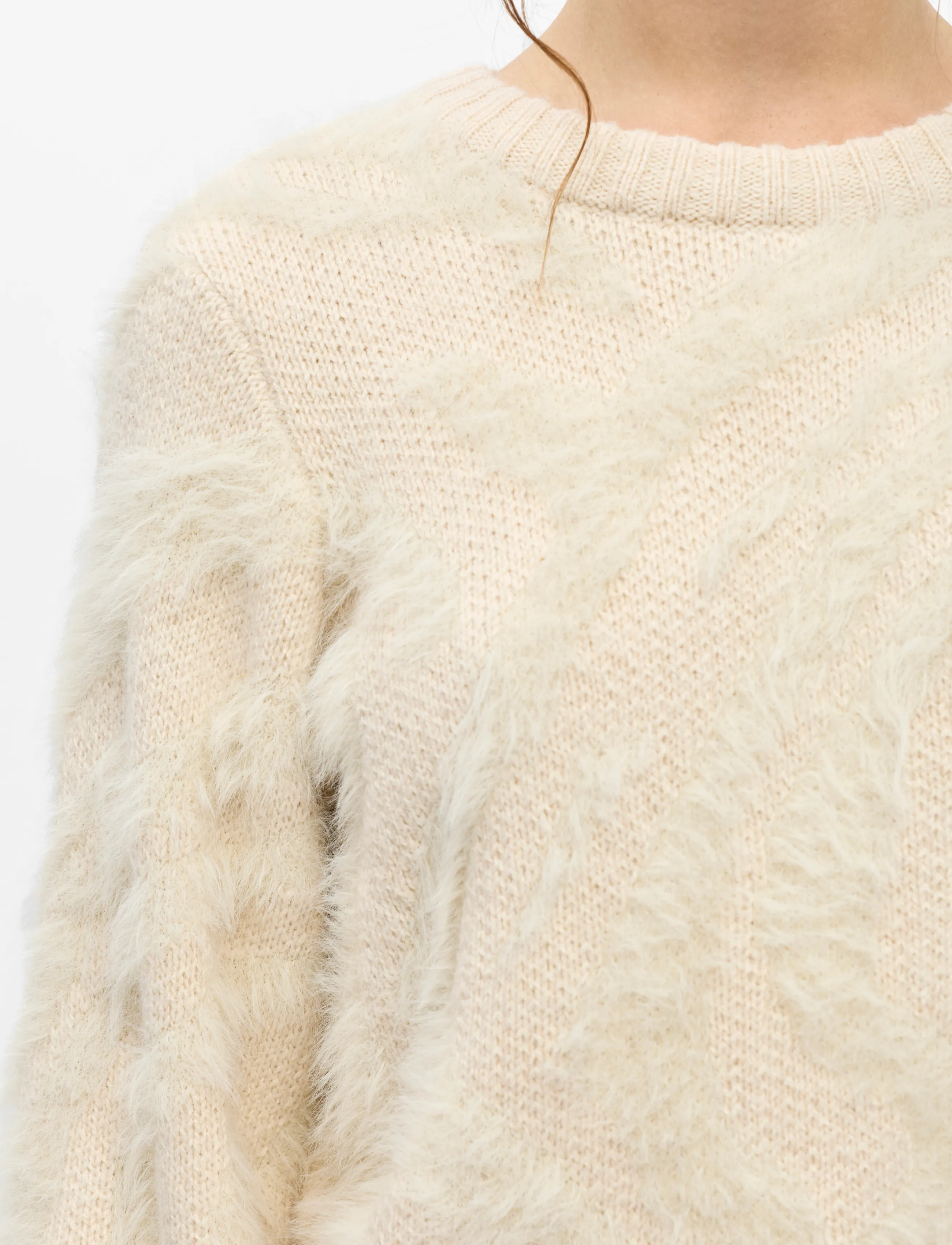 Object - OBJHOLLOW L/S RE KNIT PULLOVER NOOS - jumpers - birch - 3