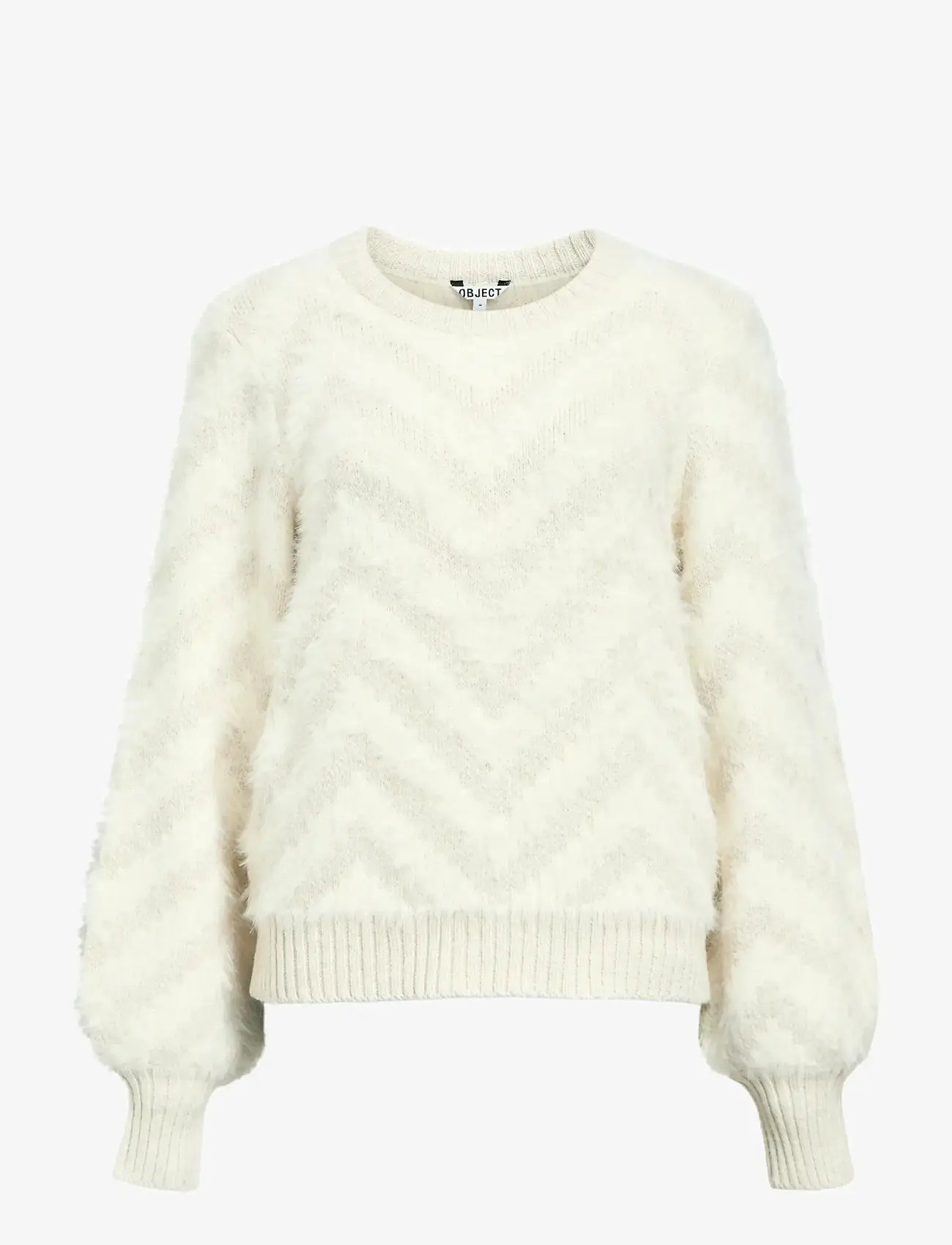 Object - OBJHOLLOW L/S RE KNIT PULLOVER NOOS - pullover - white sand - 1