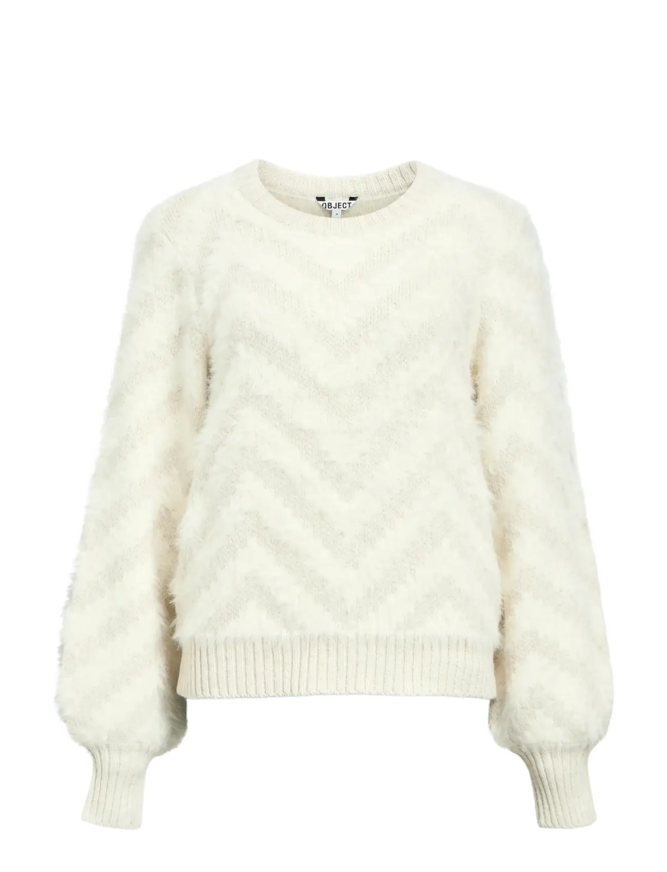 Object OBJHOLLOW L/S RE KNIT PULLOVER NOOS - Pullover - WHITE SAND / white