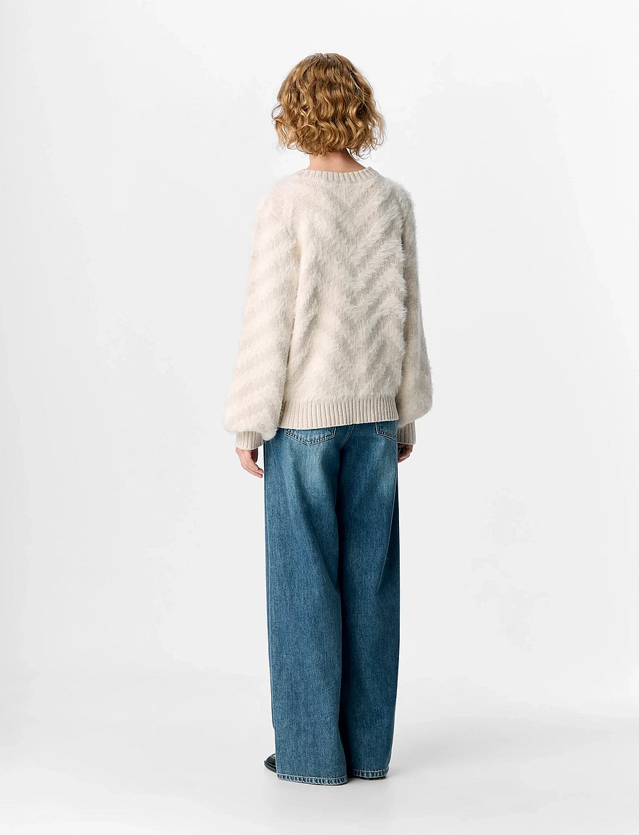 Object - OBJHOLLOW L/S RE KNIT PULLOVER NOOS - strikkegensere - white sand - 2
