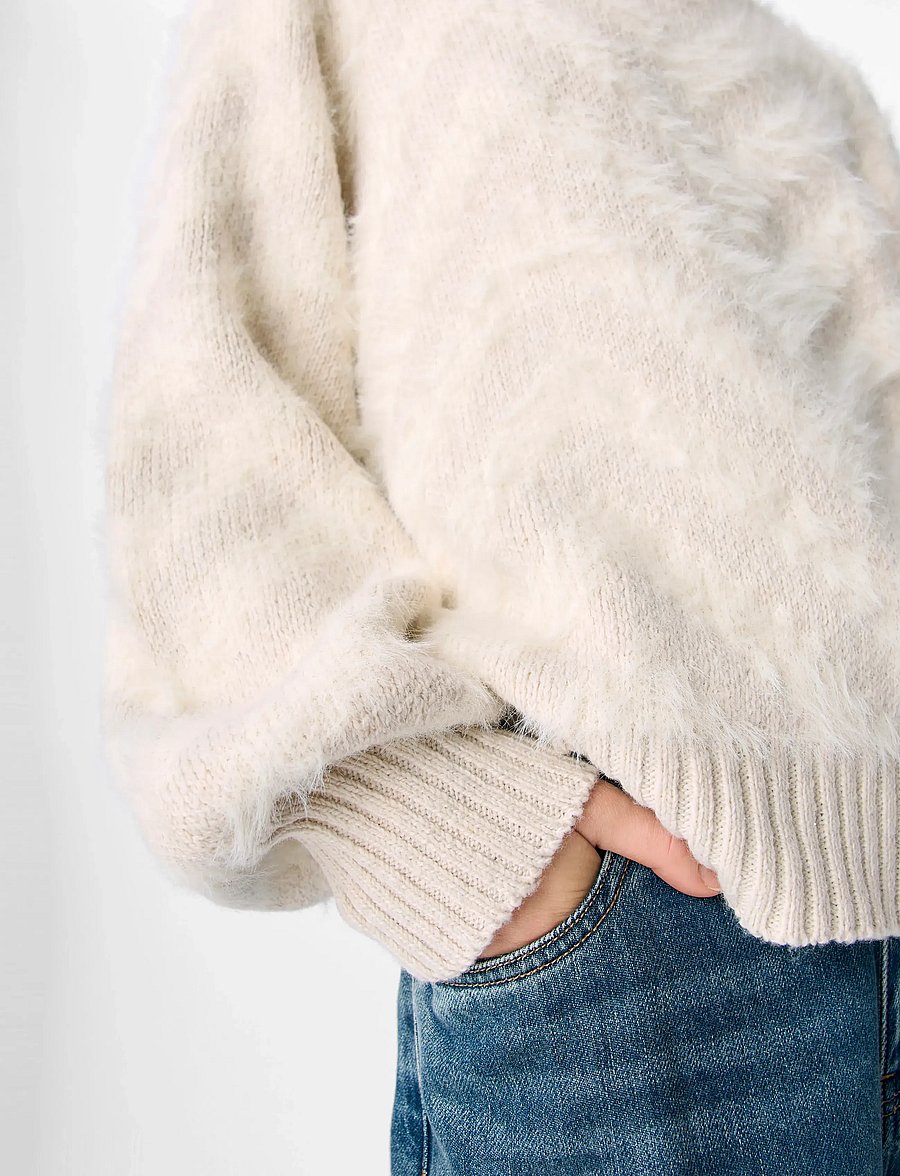 Object - OBJHOLLOW L/S RE KNIT PULLOVER NOOS - strikkegensere - white sand - 3