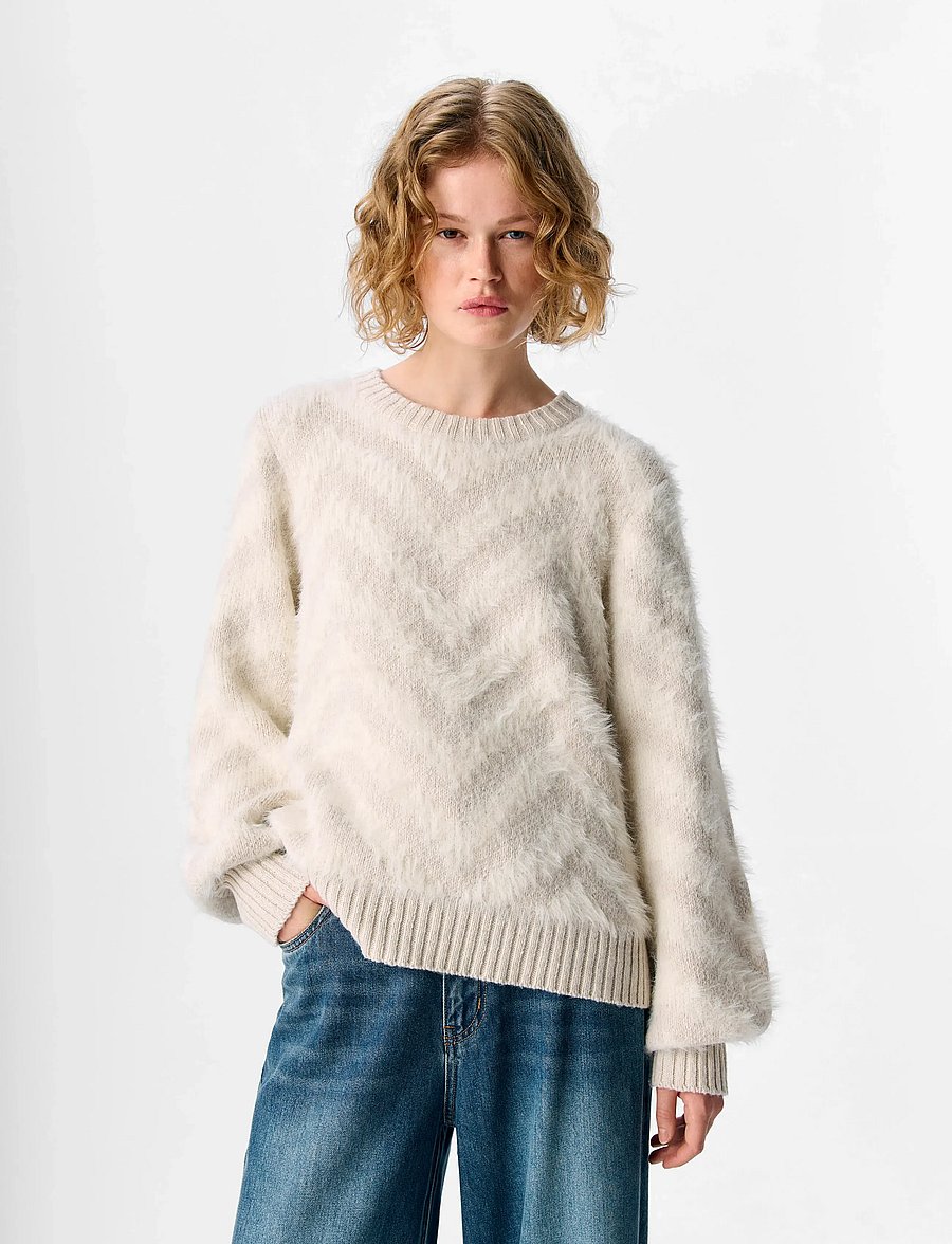 Object - OBJHOLLOW L/S RE KNIT PULLOVER NOOS - strikkegensere - white sand - 4
