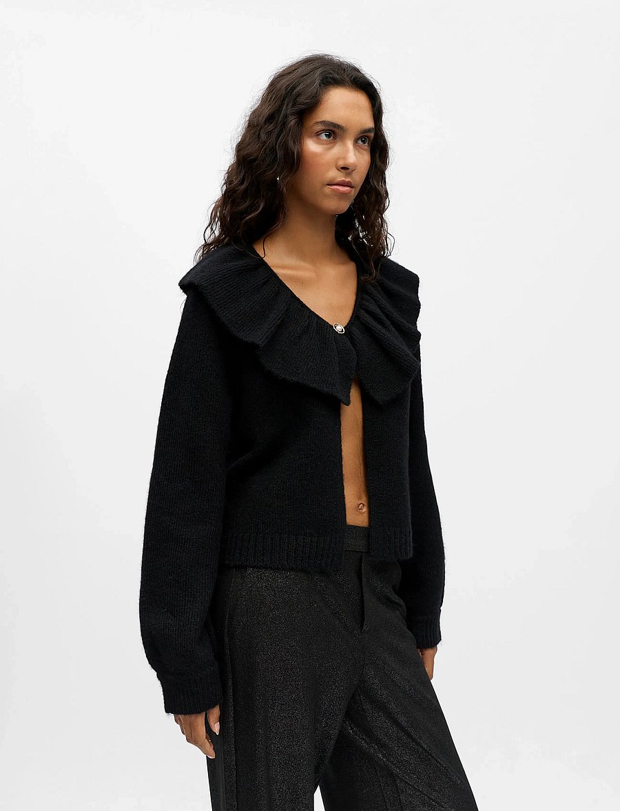 Object - OBJDENISI L/S LO KNIT CARDIGAN NOOS - kardiganid - black - 4