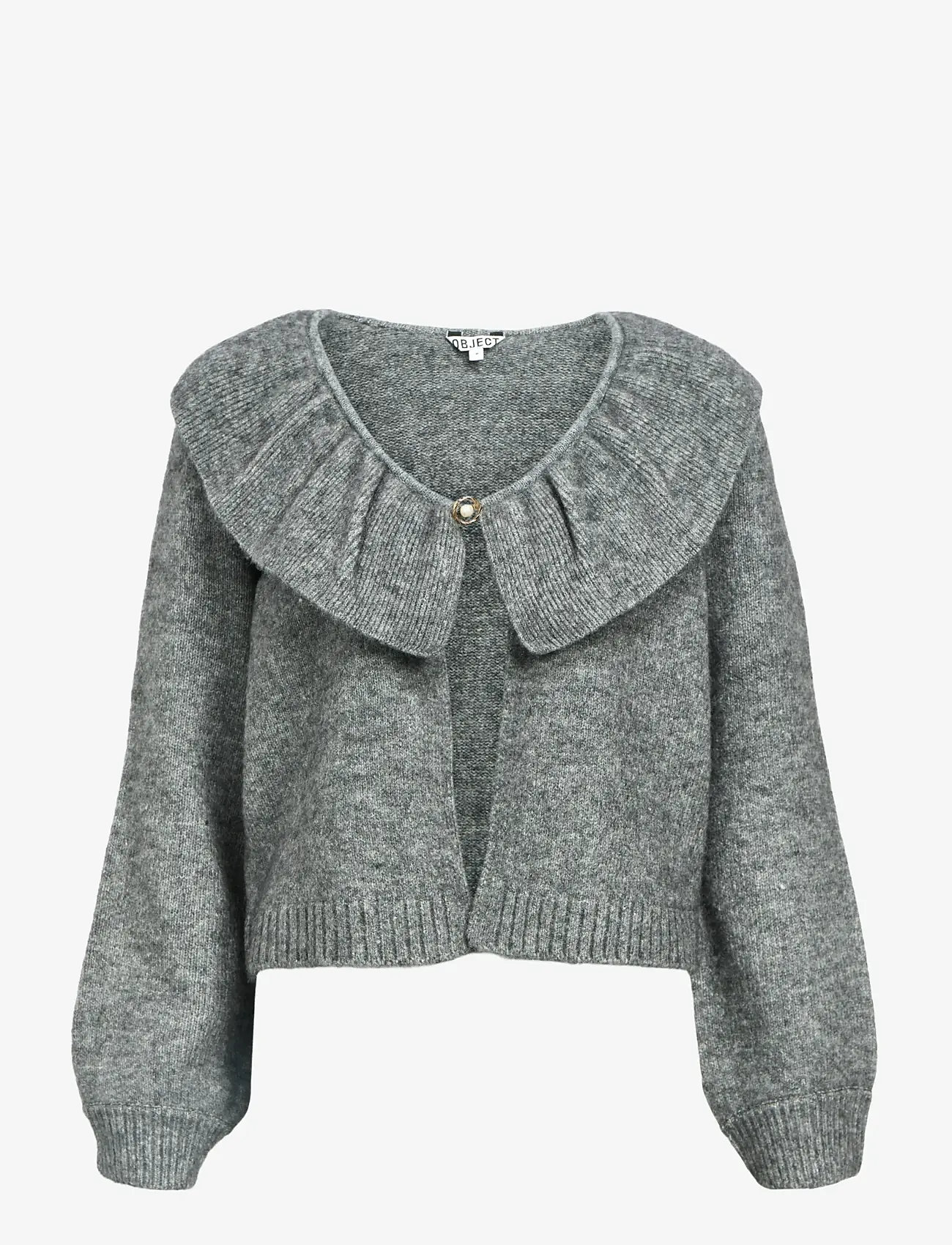 Object - OBJDENISI L/S LO KNIT CARDIGAN NOOS - koftor - medium grey melange - 1