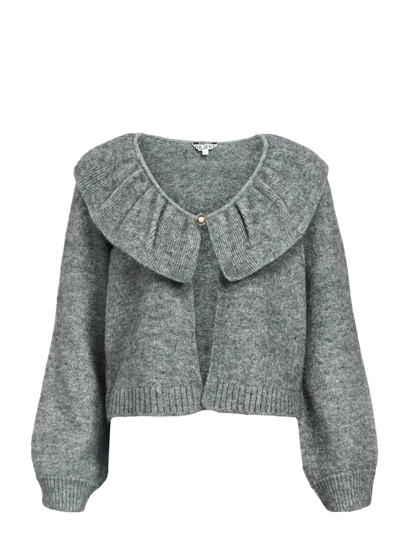 OBJDENISI L/S LO KNIT CARDIGAN NOOS - MEDIUM GREY MELANGE