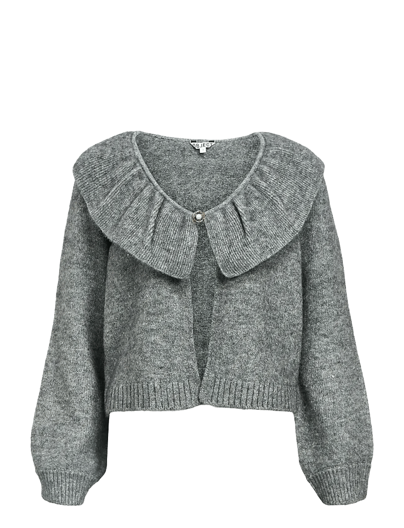 Object - OBJDENISI L/S LO KNIT CARDIGAN NOOS - koftor - medium grey melange - 1