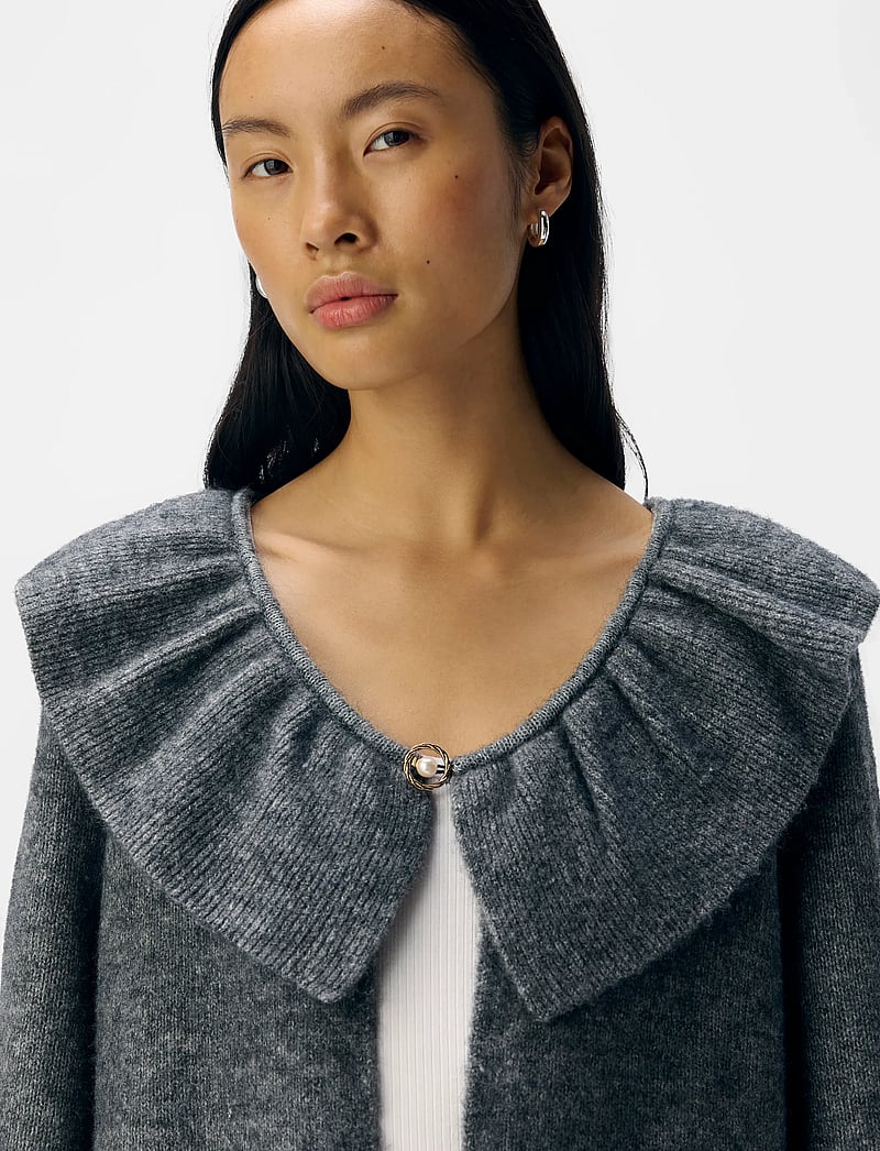 Object - OBJDENISI L/S LO KNIT CARDIGAN NOOS - koftor - medium grey melange - 4