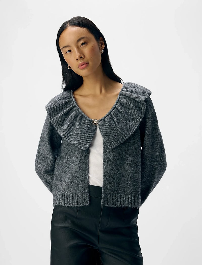 Object - OBJDENISI L/S LO KNIT CARDIGAN NOOS - koftor - medium grey melange - 5
