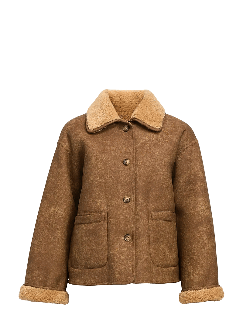 Object - OBJSHARRI LS LO REVERSIBLE JACKET 140 - winterjacken - tannin - 1