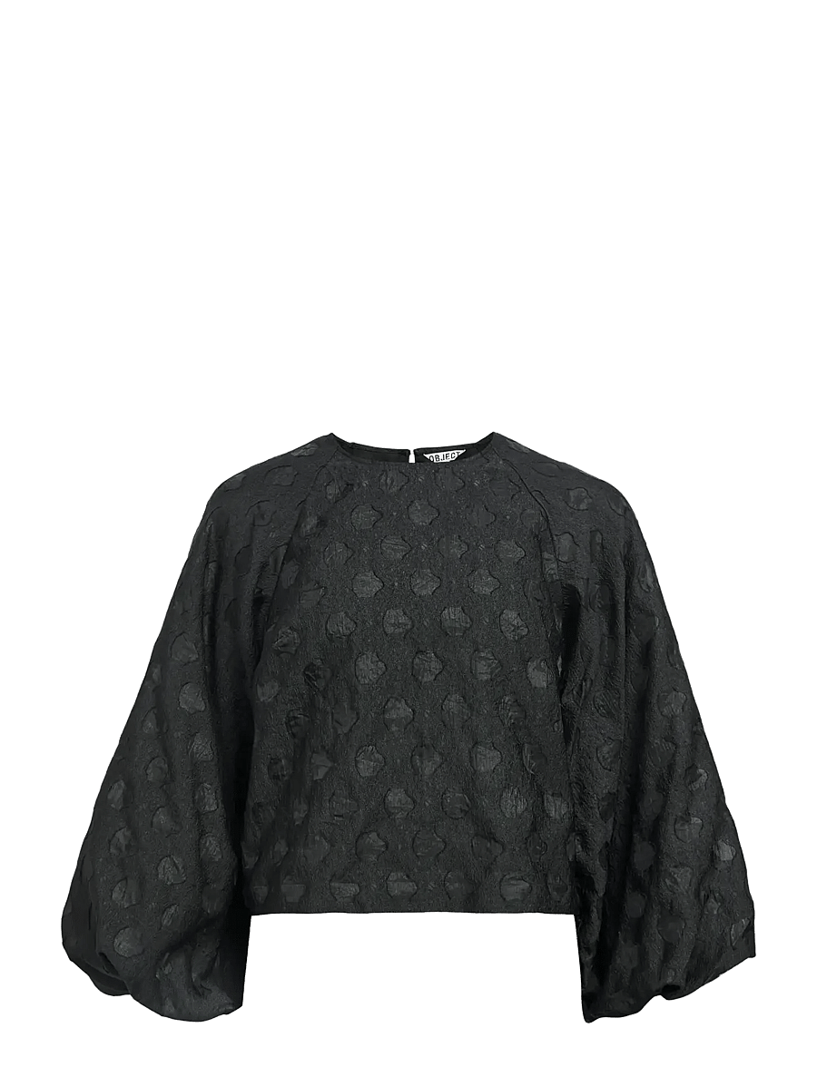 Object - OBJZAMMI L/S RE O-NECK TOP 140 - bluzki z długimi rękawami - black - 1