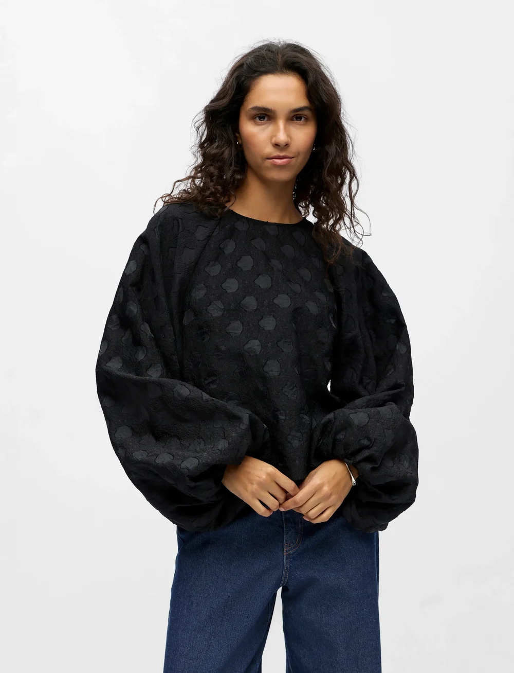 Object - OBJZAMMI L/S RE O-NECK TOP 140 - pitkähihaiset puserot - black - 0