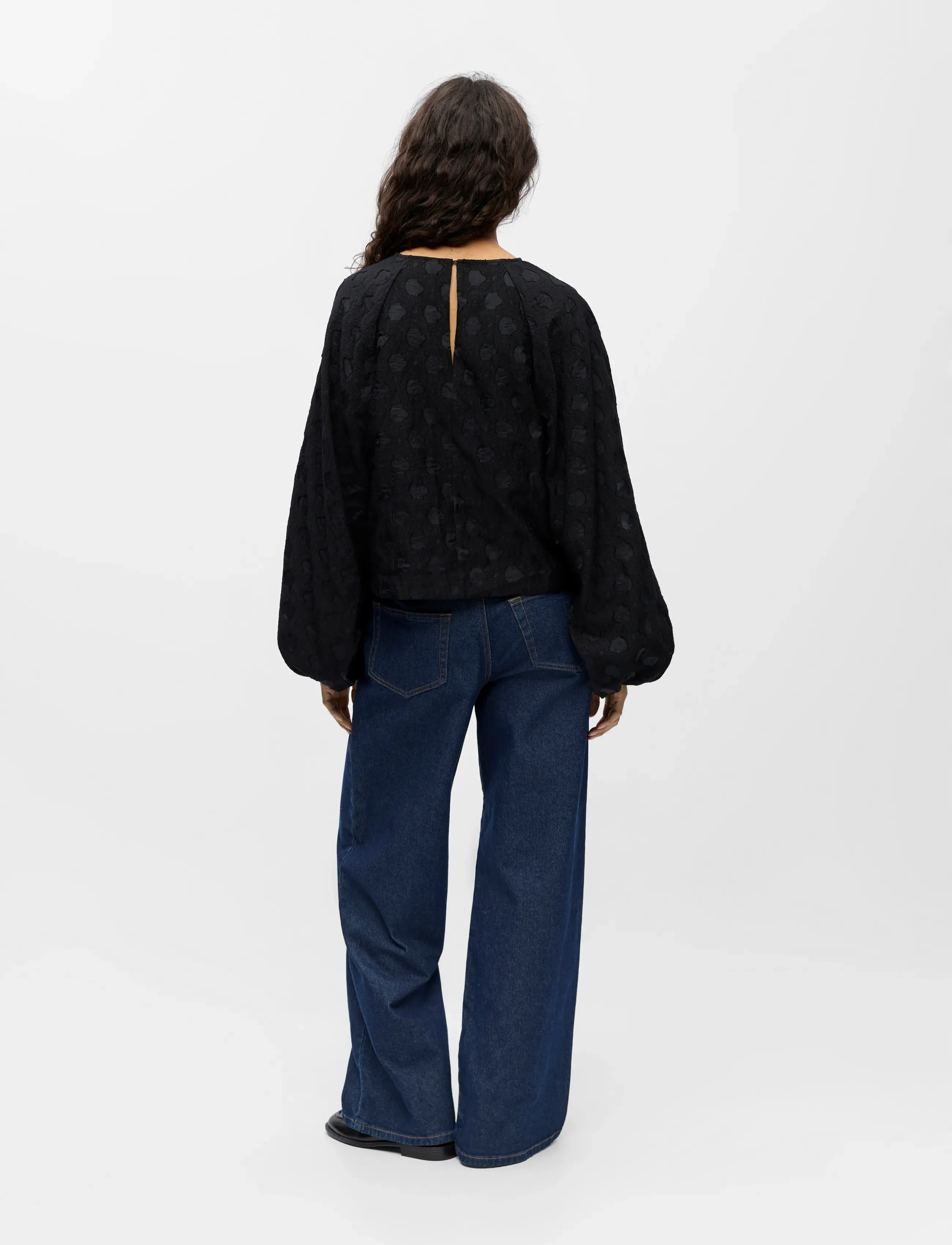 Object - OBJZAMMI L/S RE O-NECK TOP 140 - langærmede bluser - black - 2
