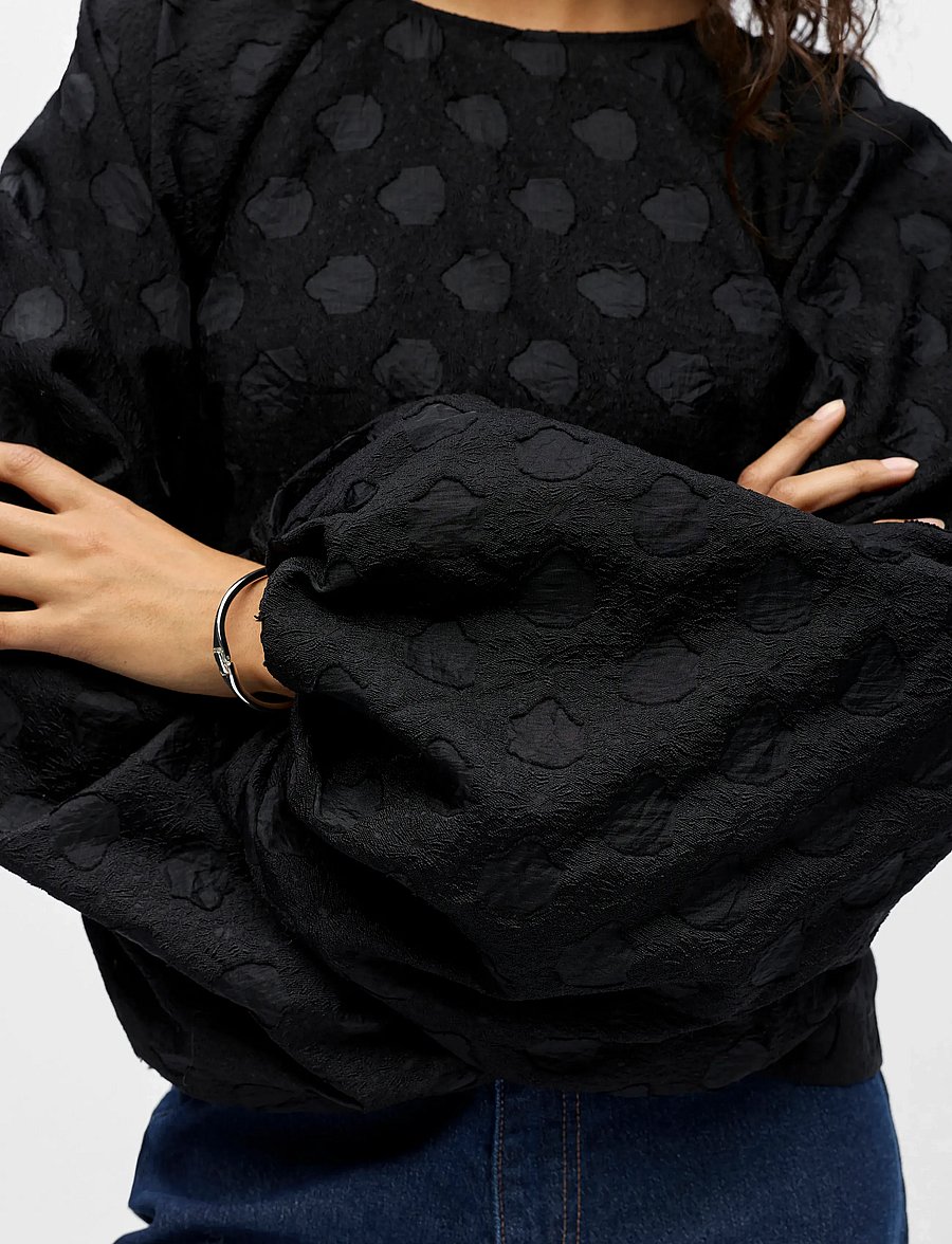 Object - OBJZAMMI L/S RE O-NECK TOP 140 - bluzki z długimi rękawami - black - 3