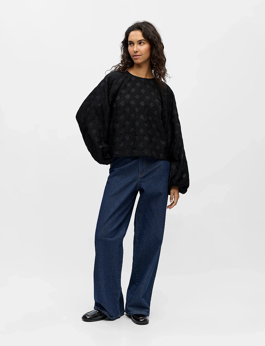 Object - OBJZAMMI L/S RE O-NECK TOP 140 - bluzki z długimi rękawami - black - 4