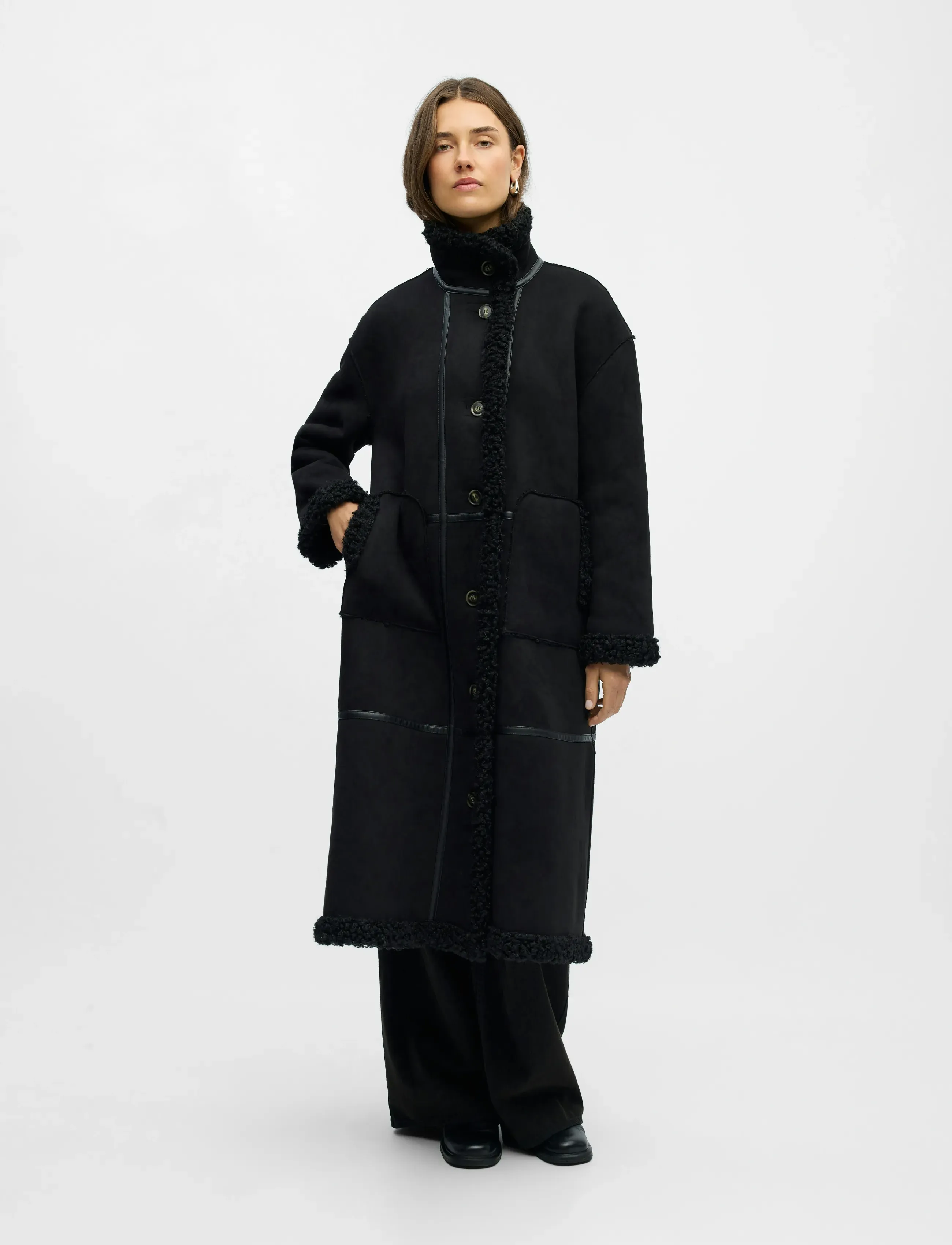 Object Objoaklyn L/S Lo Coat 141, 38, Black, Frakker > Vinterfrakker, Dame