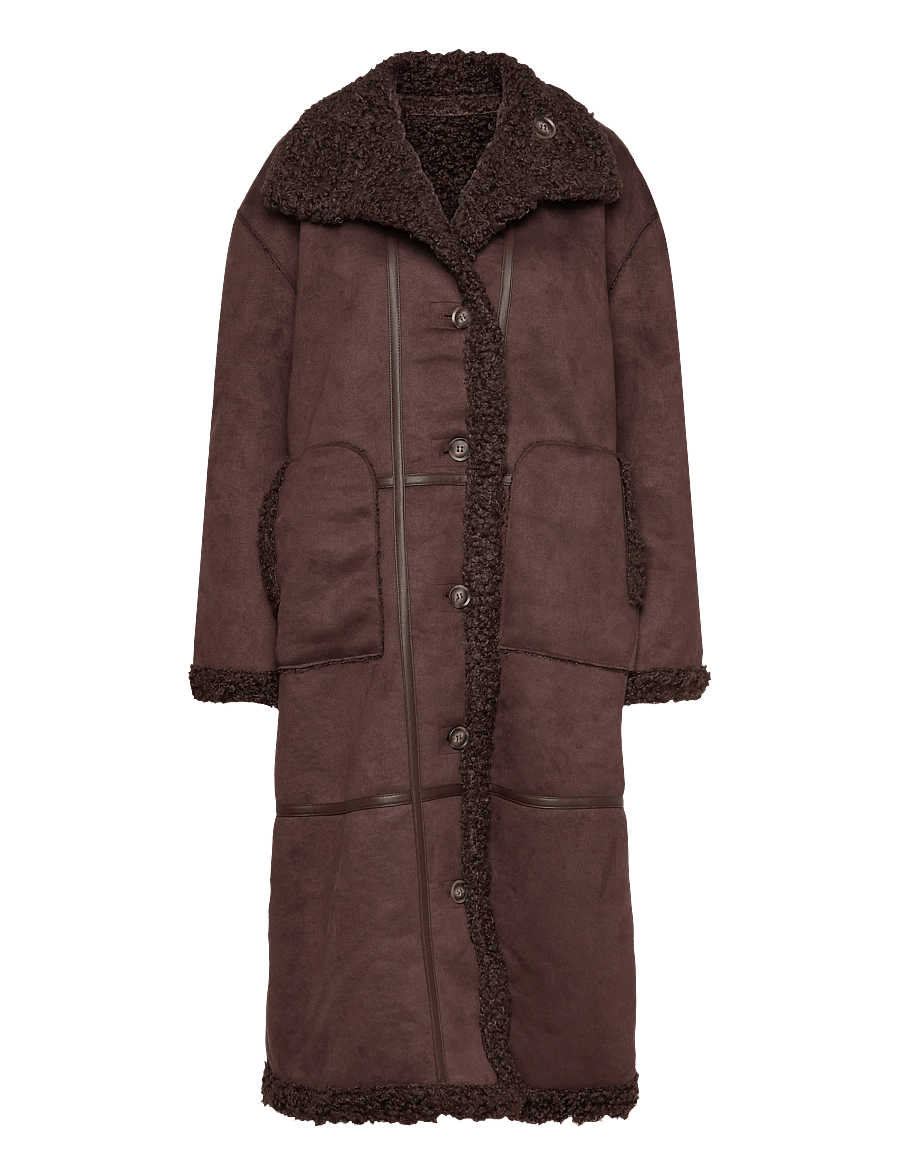 Object - OBJOAKLYN L/S LO COAT 141 - mäntel - seal brown - 1