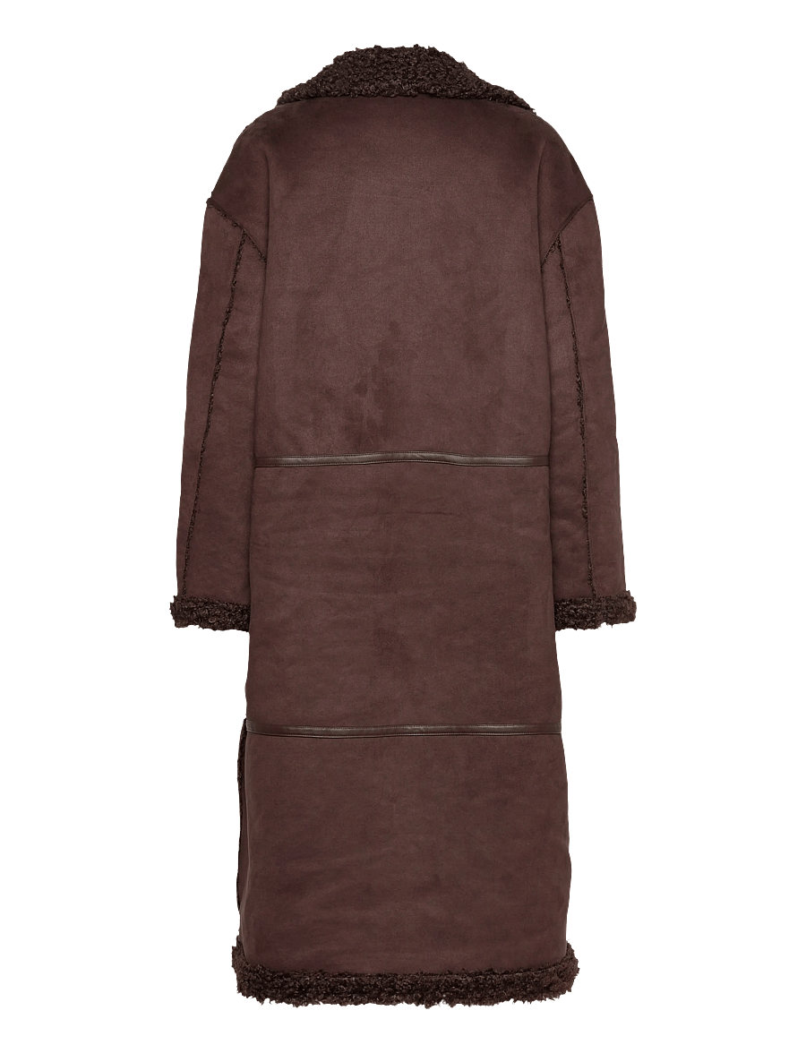 Object - OBJOAKLYN L/S LO COAT 141 - mäntel - seal brown - 2
