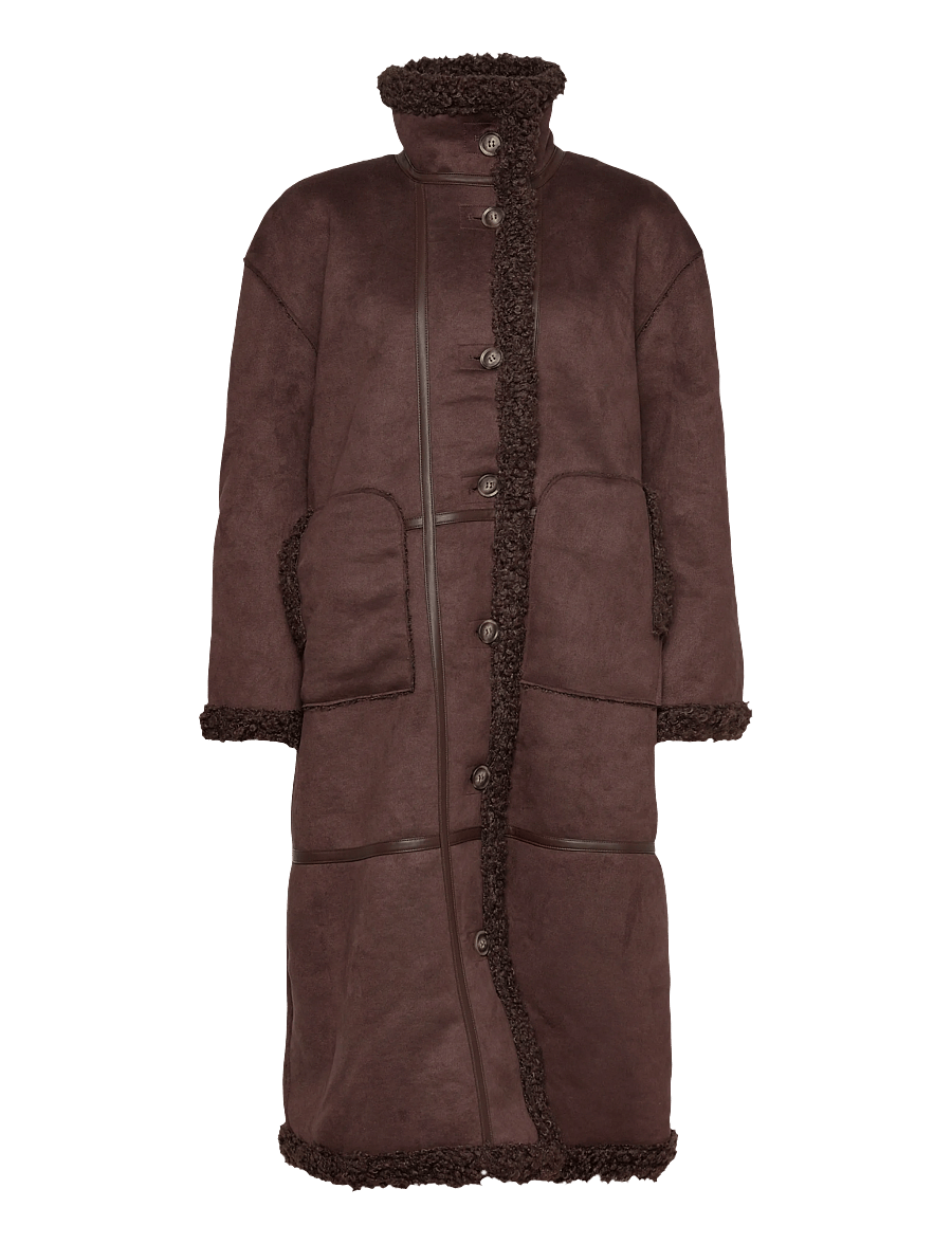 Object - OBJOAKLYN L/S LO COAT 141 - mäntel - seal brown - 3