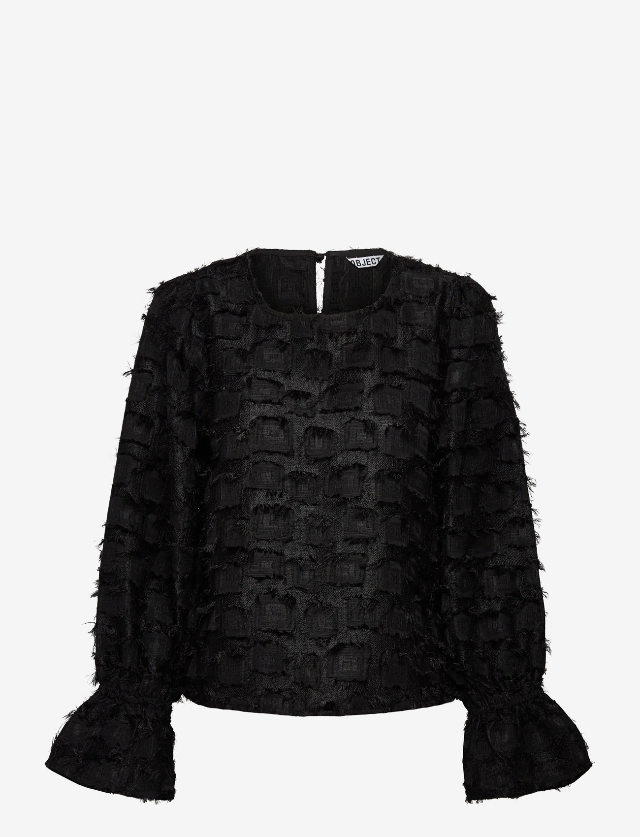 Object - OBJDARIA RE L/S O-NECK TOP 140 - langærmede bluser - black - 0