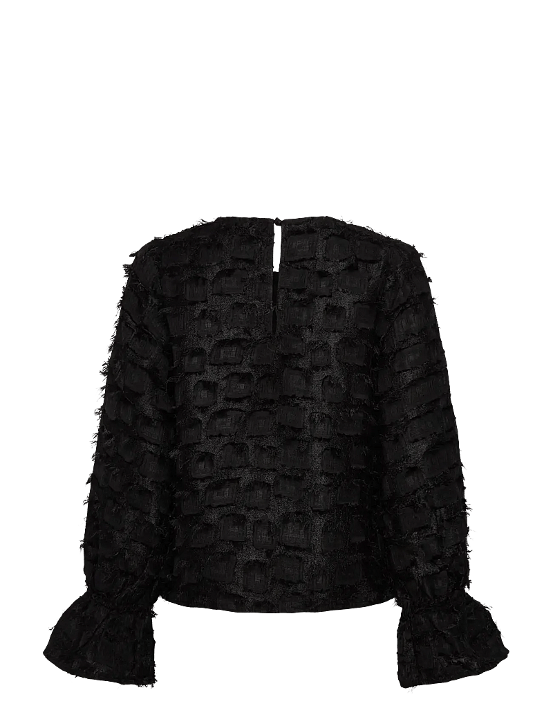 Object - OBJDARIA RE L/S O-NECK TOP 140 - langærmede bluser - black - 1