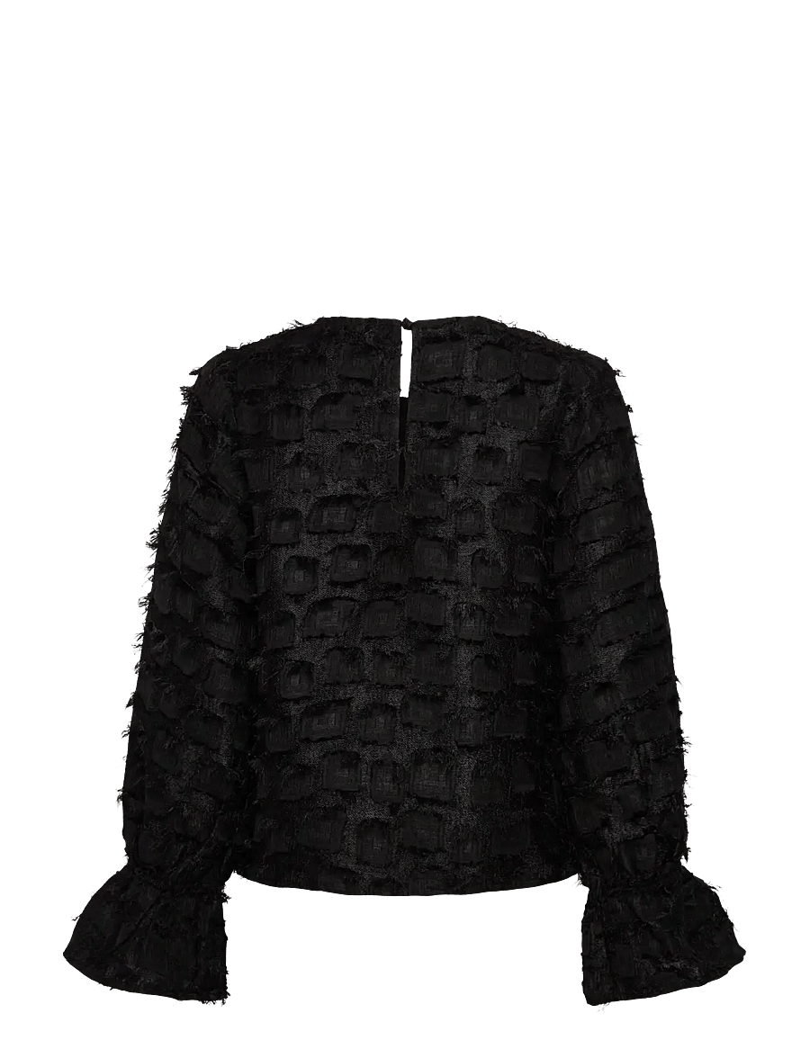 Object - OBJDARIA RE L/S O-NECK TOP 140 - long sleeved blouses - black - 2