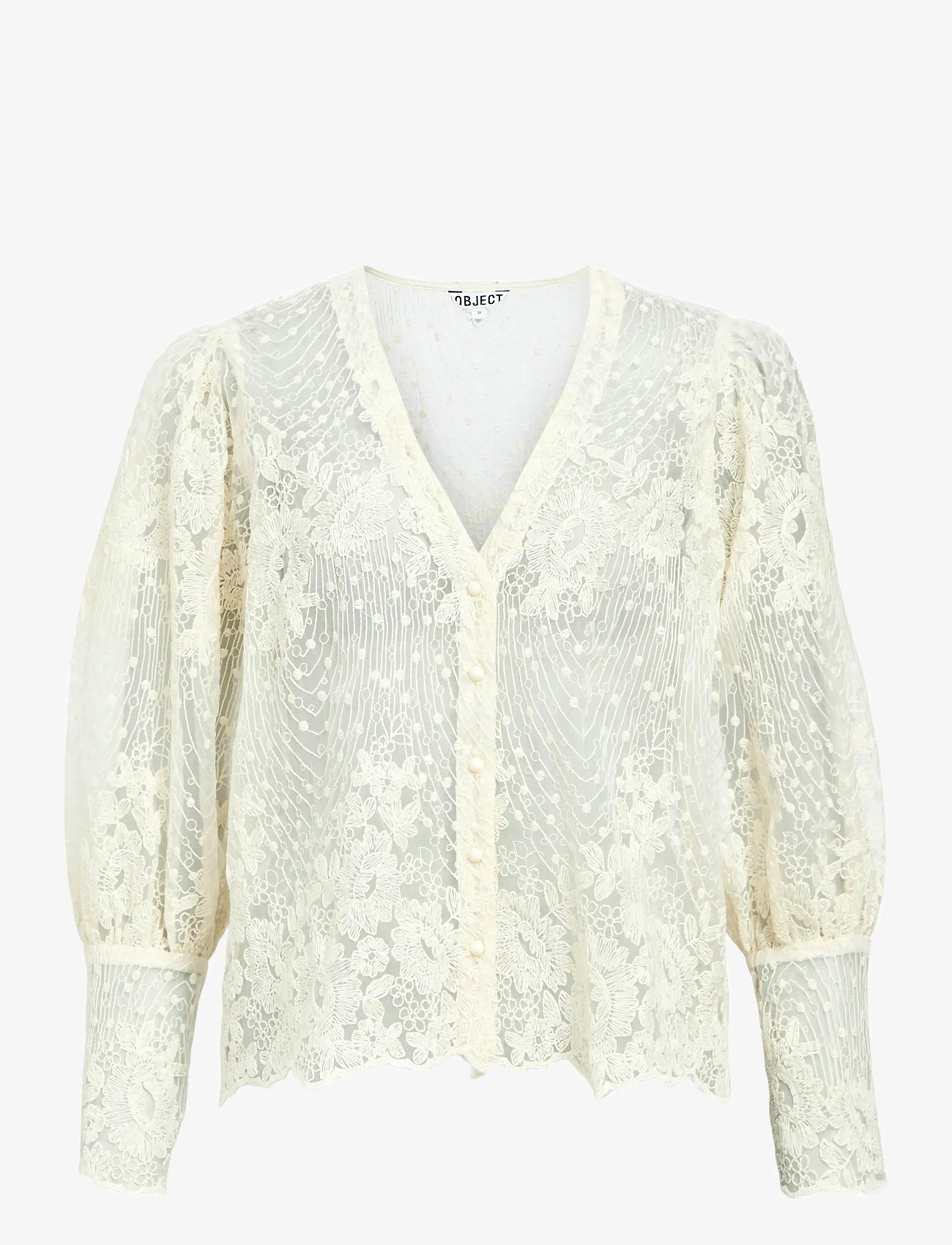 Object - OBJSIGA L/S RE SHIRT 140 - langærmede bluser - white sand - 0