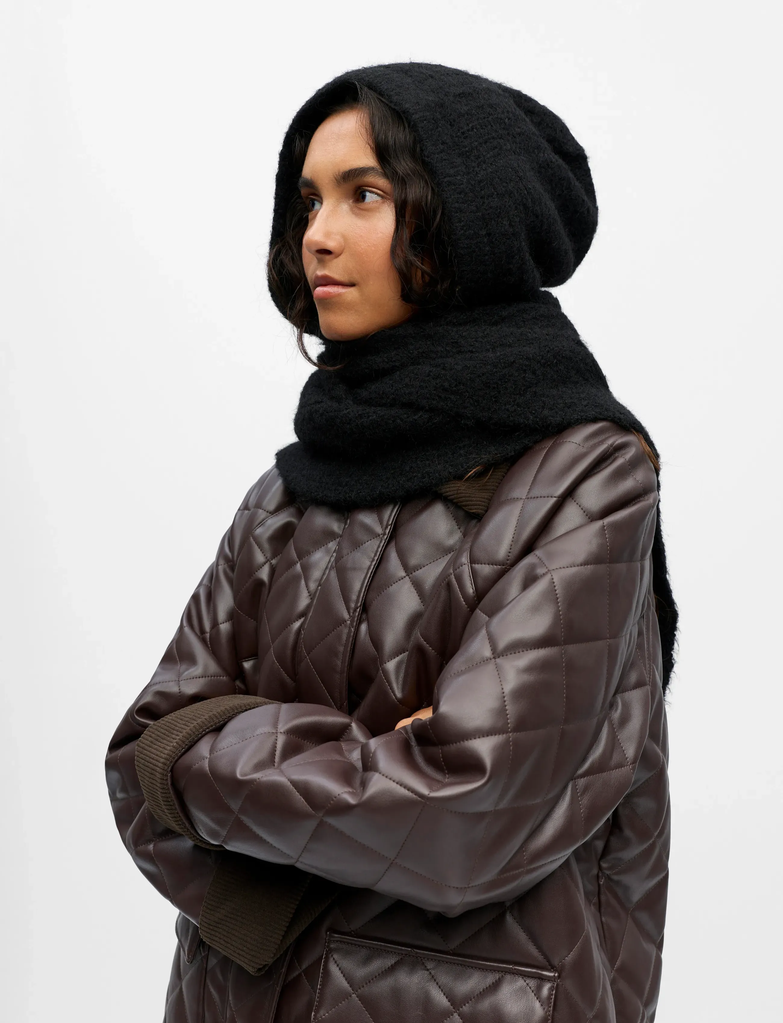 Object Objmilu Scarf Knit Balaclava Noos, One Size, Black, Hovedbeklædning > Balaclava, Dame