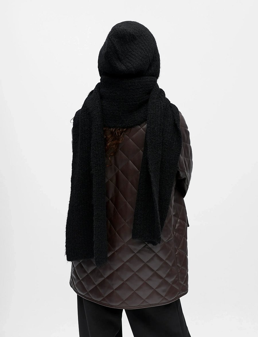 Object - OBJMILU SCARF KNIT BALACLAVA NOOS - talvesallid - black - 2