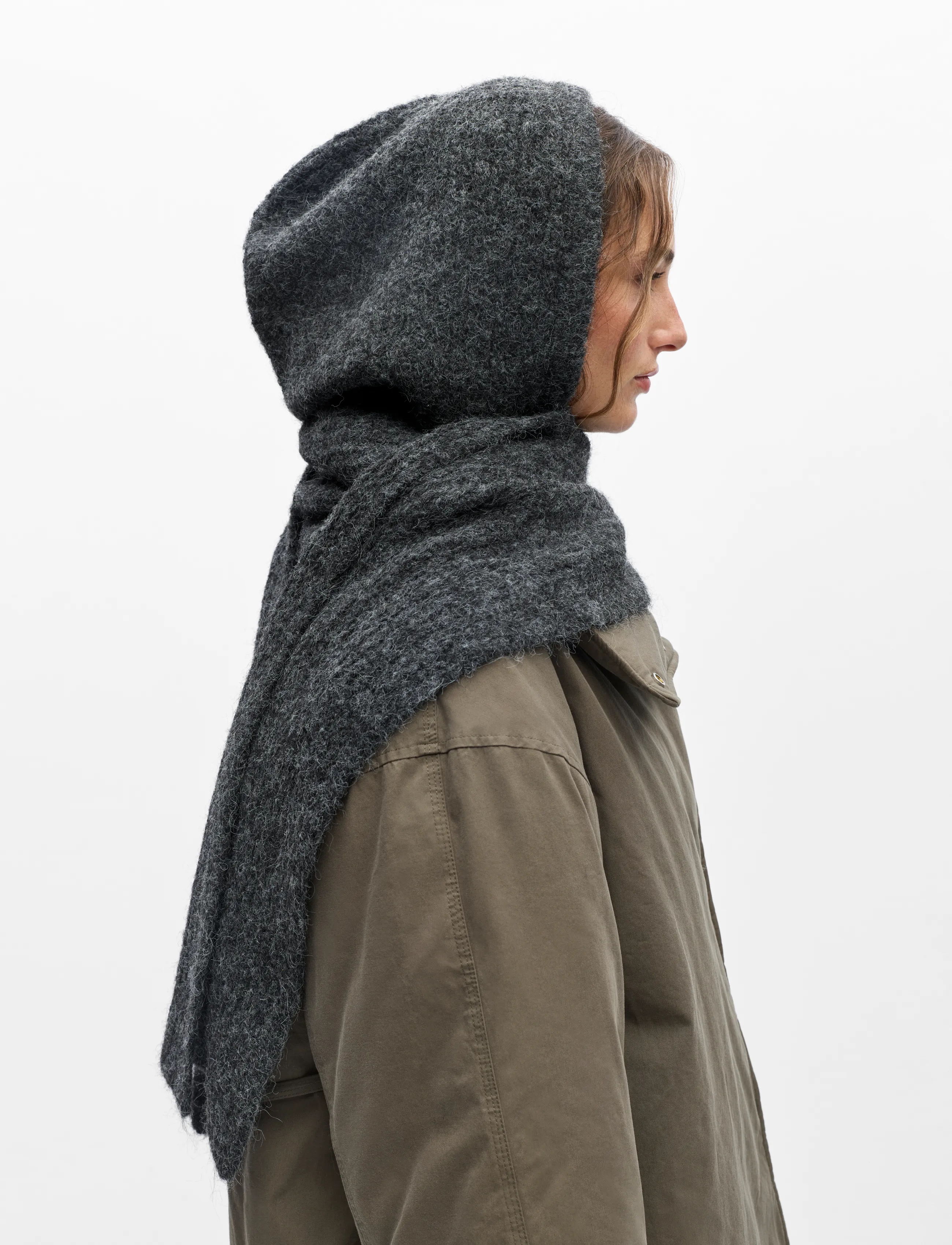 Object - OBJMILU SCARF KNIT BALACLAVA NOOS - winterschals - dark grey melange - 2