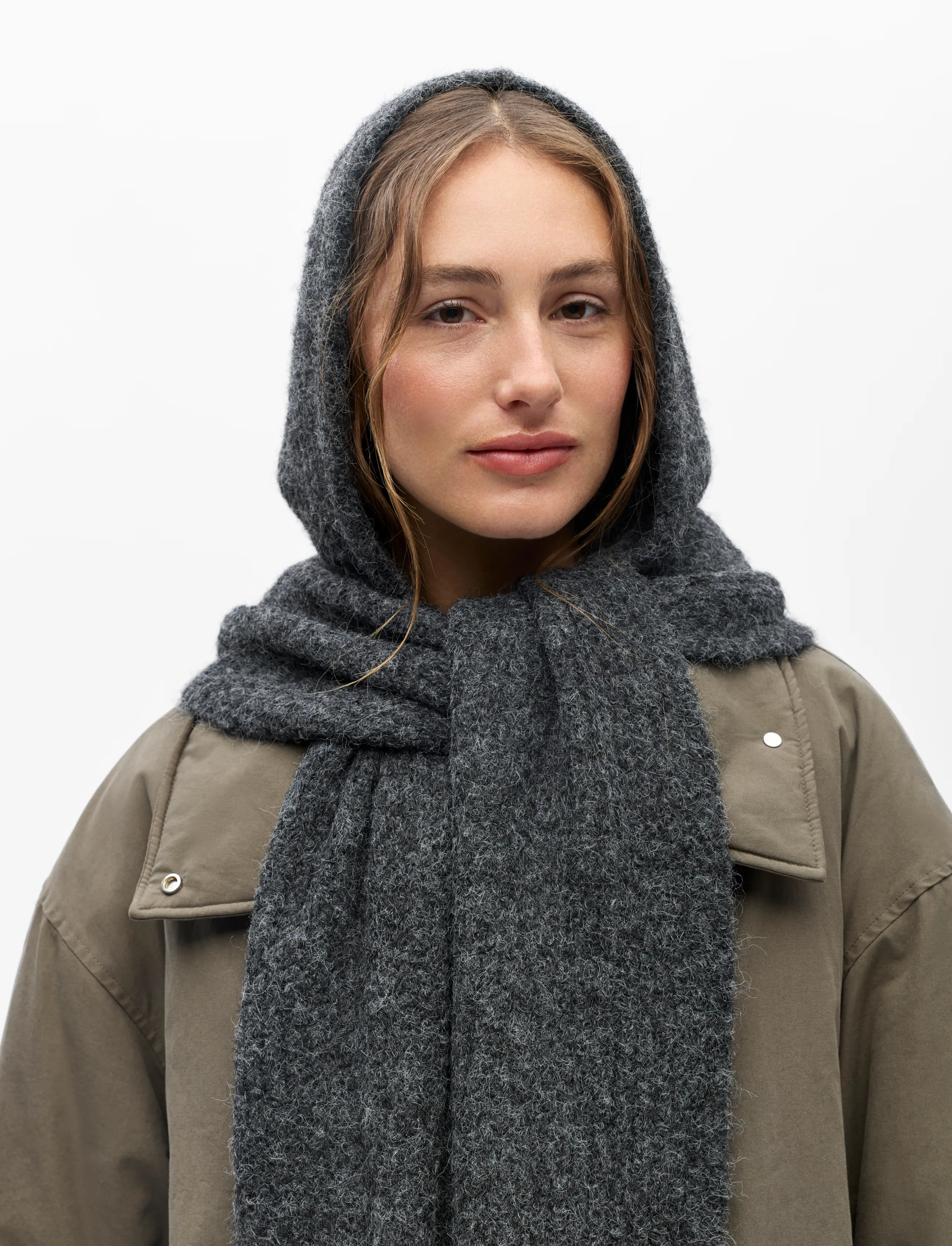 Object - OBJMILU SCARF KNIT BALACLAVA NOOS - winterschals - dark grey melange - 3