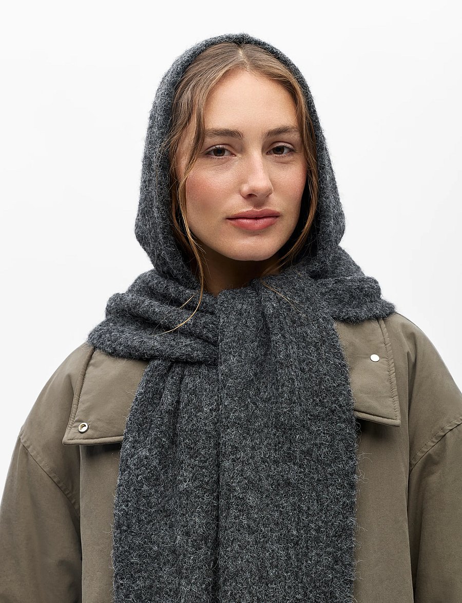 Object - OBJMILU SCARF KNIT BALACLAVA NOOS - winterschals - dark grey melange - 3