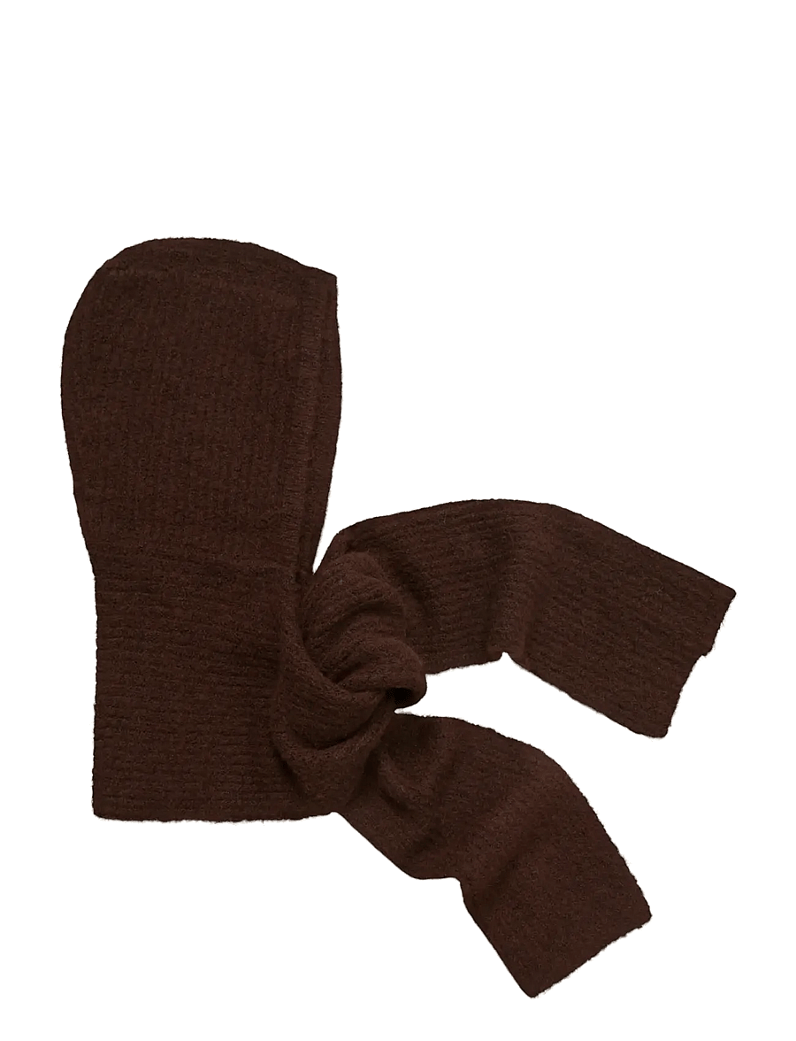 Object - OBJMILU SCARF KNIT BALACLAVA NOOS - talvesallid - seal brown - 1