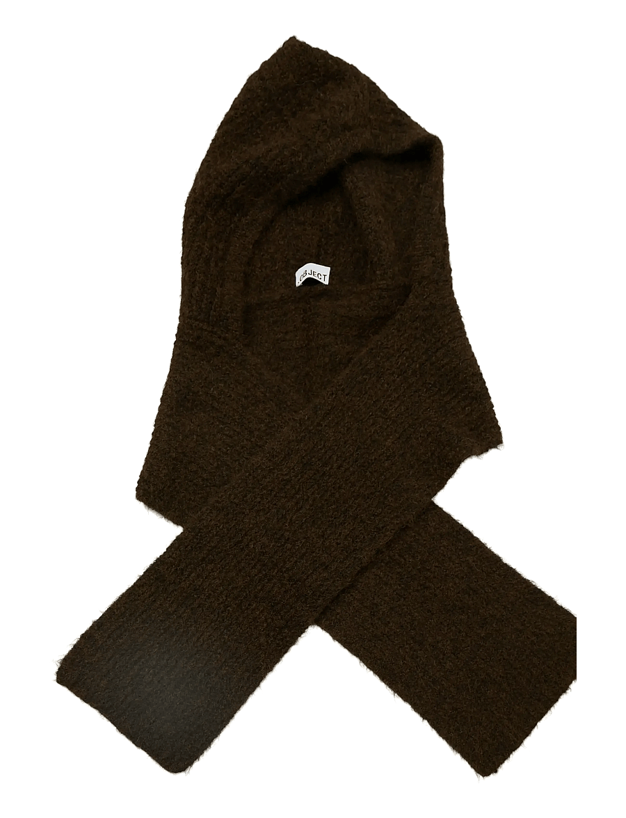Object - OBJMILU SCARF KNIT BALACLAVA NOOS - talvesallid - seal brown - 2