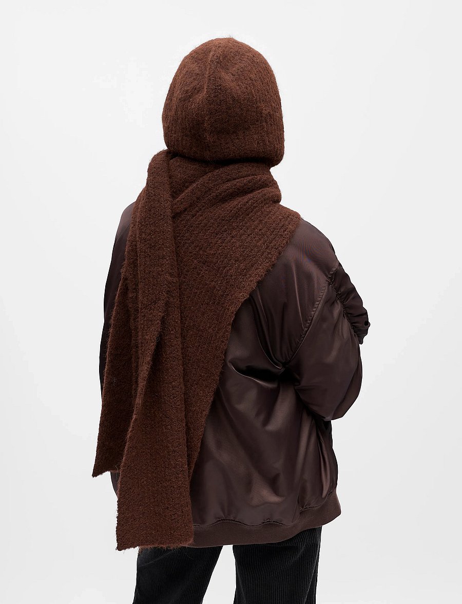 Object - OBJMILU SCARF KNIT BALACLAVA NOOS - talvesallid - seal brown - 3
