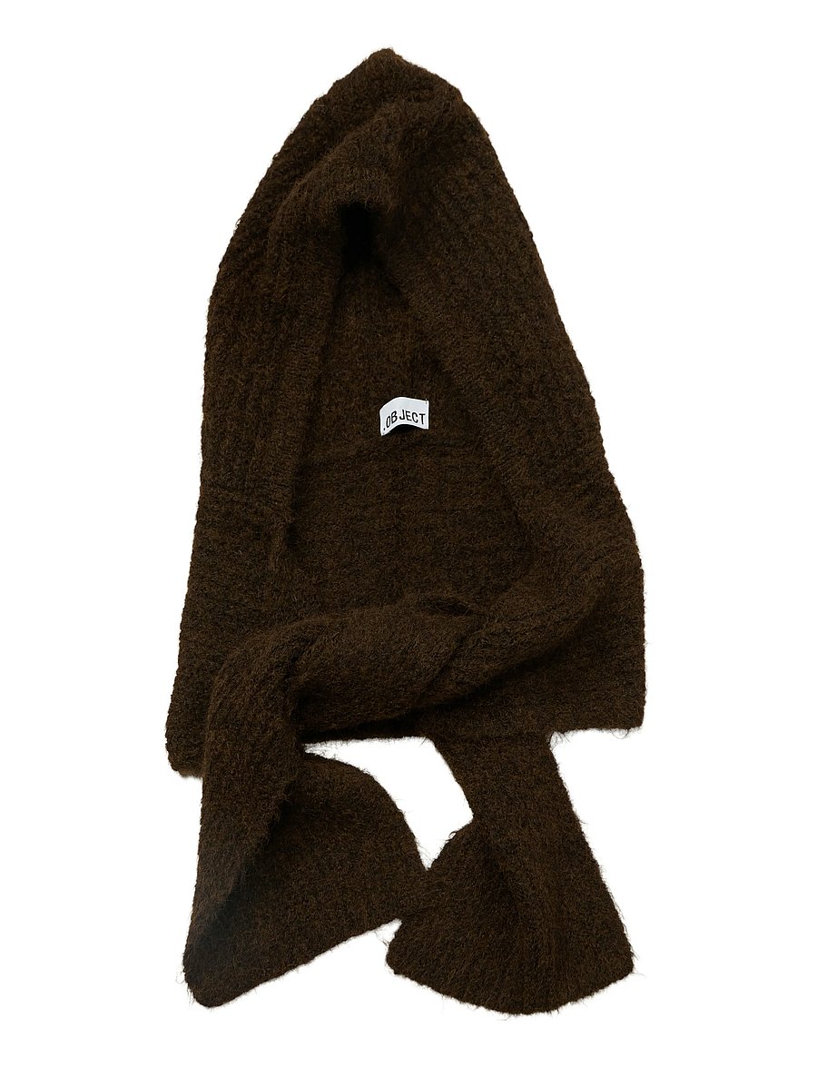 Object - OBJMILU SCARF KNIT BALACLAVA NOOS - talvesallid - seal brown - 4