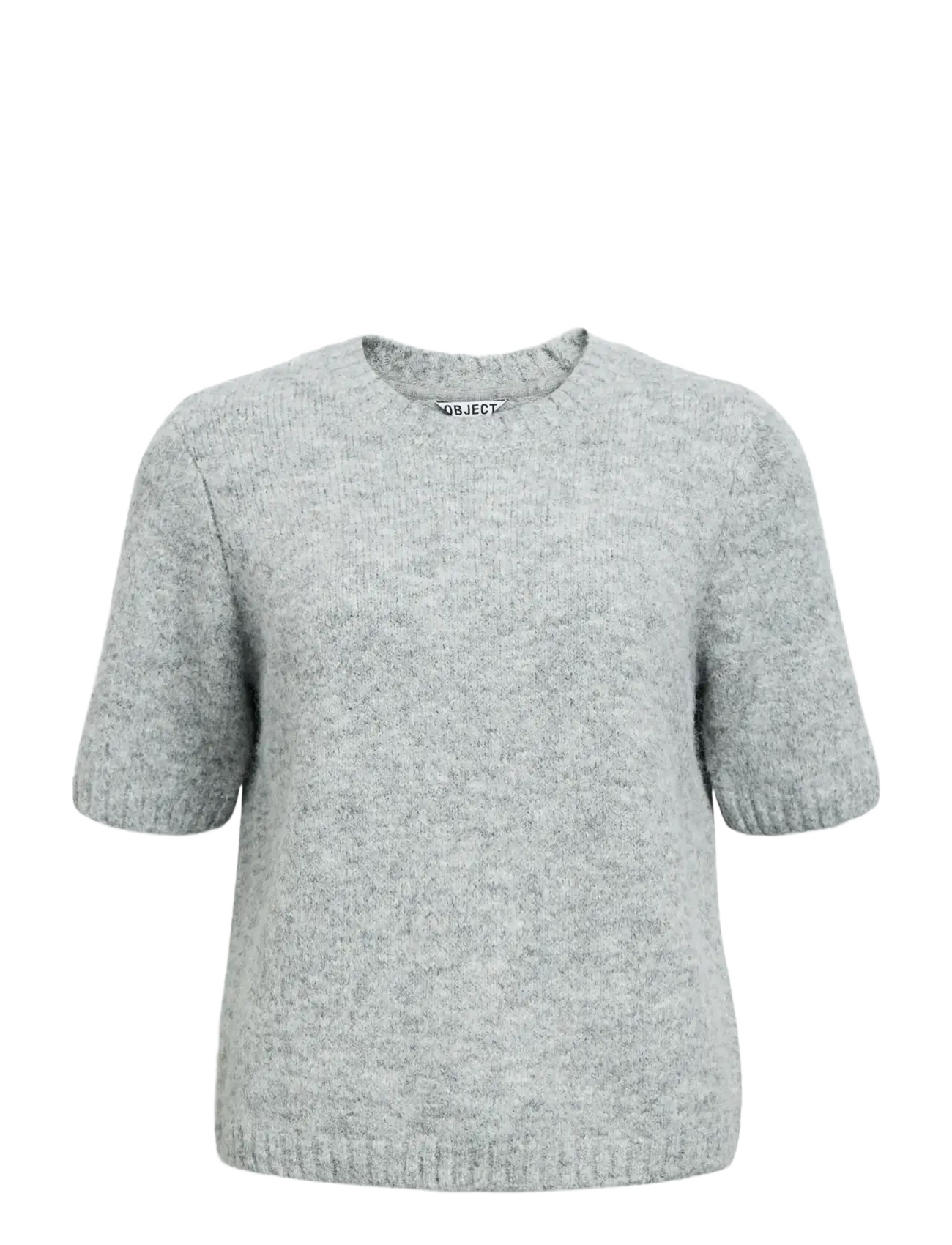 Object Objsaggia Lo S/S Knit Pullover Div, M, Grey, Strik > Trøjer, Dame