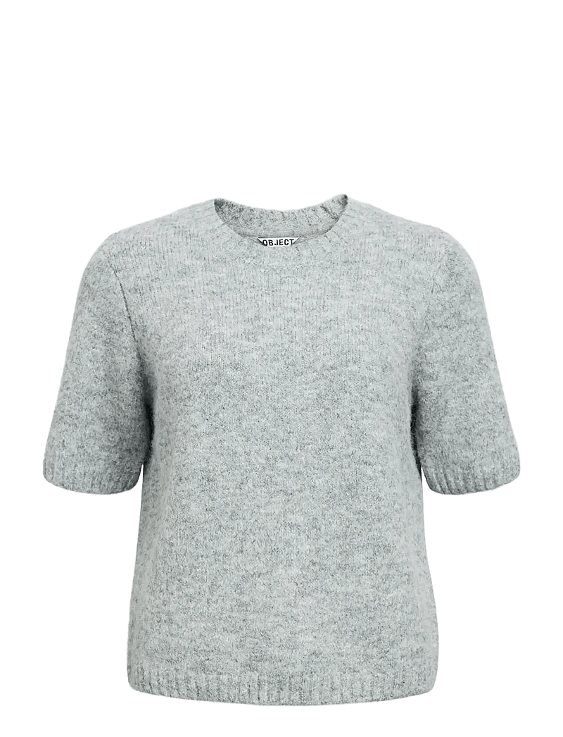 Object - OBJSAGGIA LO S/S KNIT PULLOVER DIV - striktrøjer - medium grey melange - 0