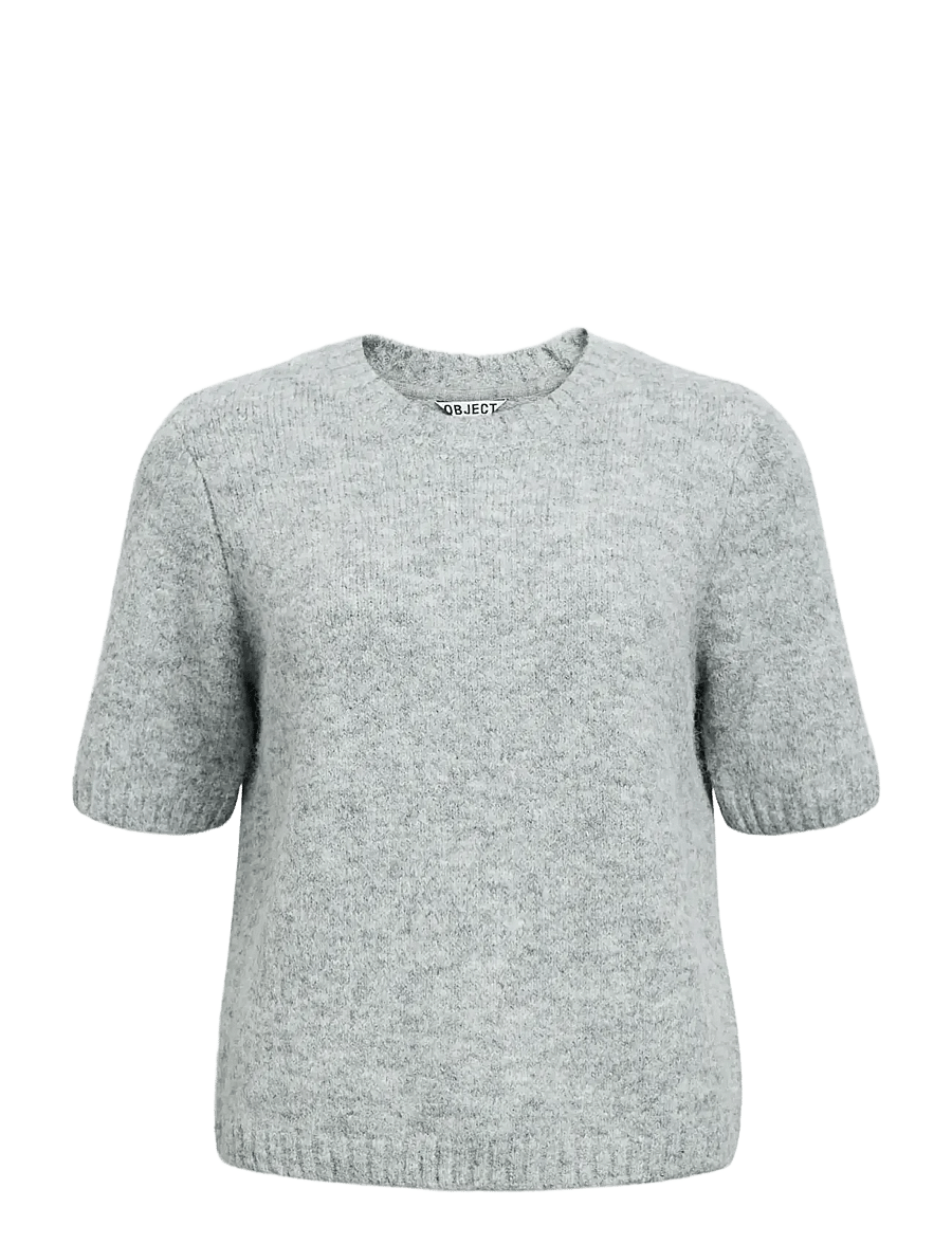 Object - OBJSAGGIA LO S/S KNIT PULLOVER DIV - sviitrid - medium grey melange - 0