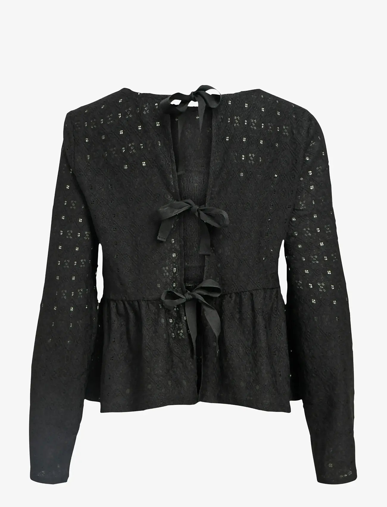 Object - OBJLAILA L/S RE TIE TOP DIV - langärmlige blusen - black - 1