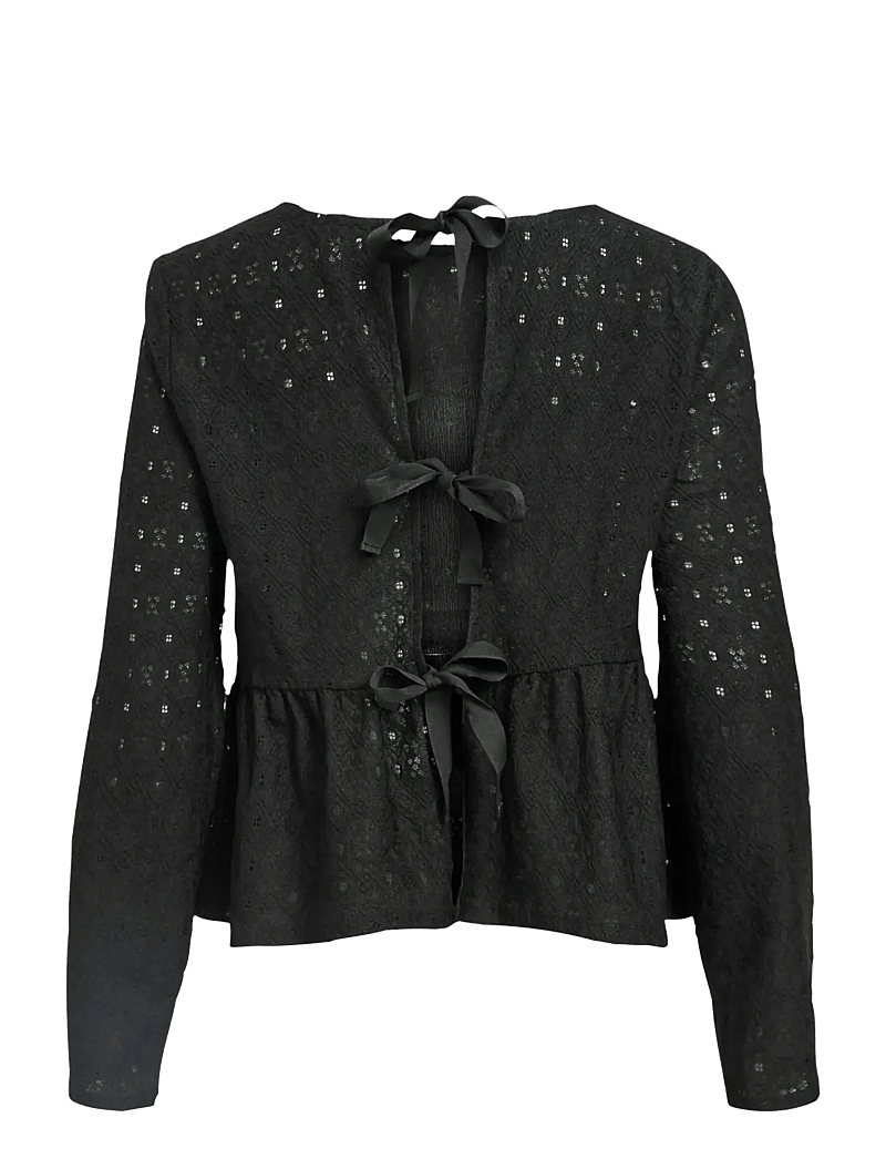 Object - OBJLAILA L/S RE TIE TOP DIV - langærmede bluser - black - 2