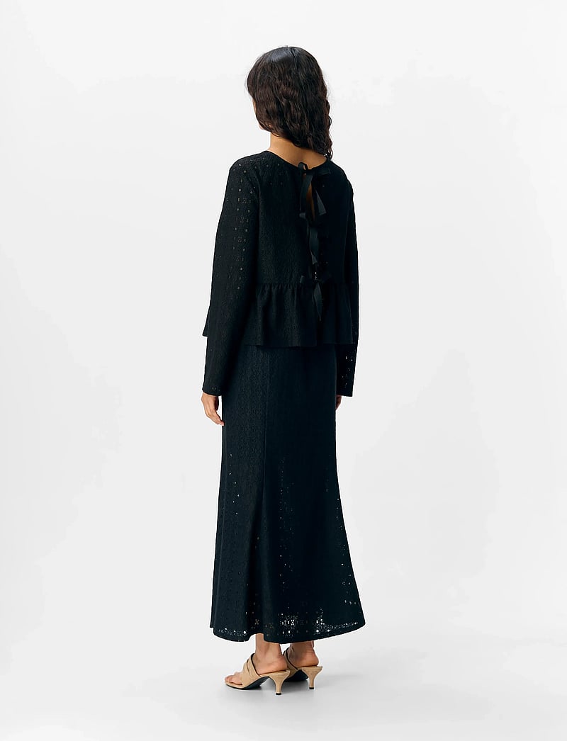 Object - OBJLAILA L/S RE TIE TOP DIV - langærmede bluser - black - 3