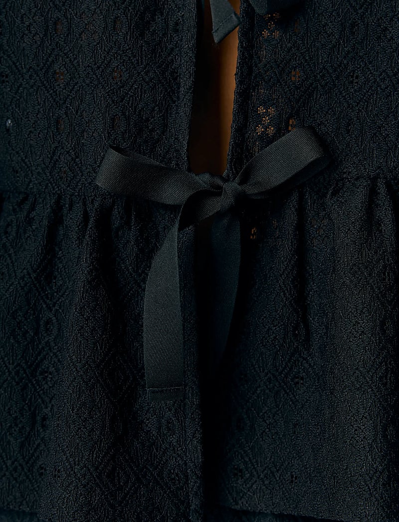 Object - OBJLAILA L/S RE TIE TOP DIV - langærmede bluser - black - 4