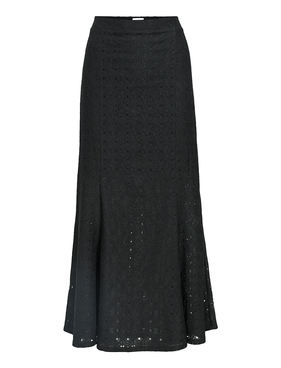 Object - OBJLAILA MW LO LONG SKIRT DIV - jupes en maille - black - 1