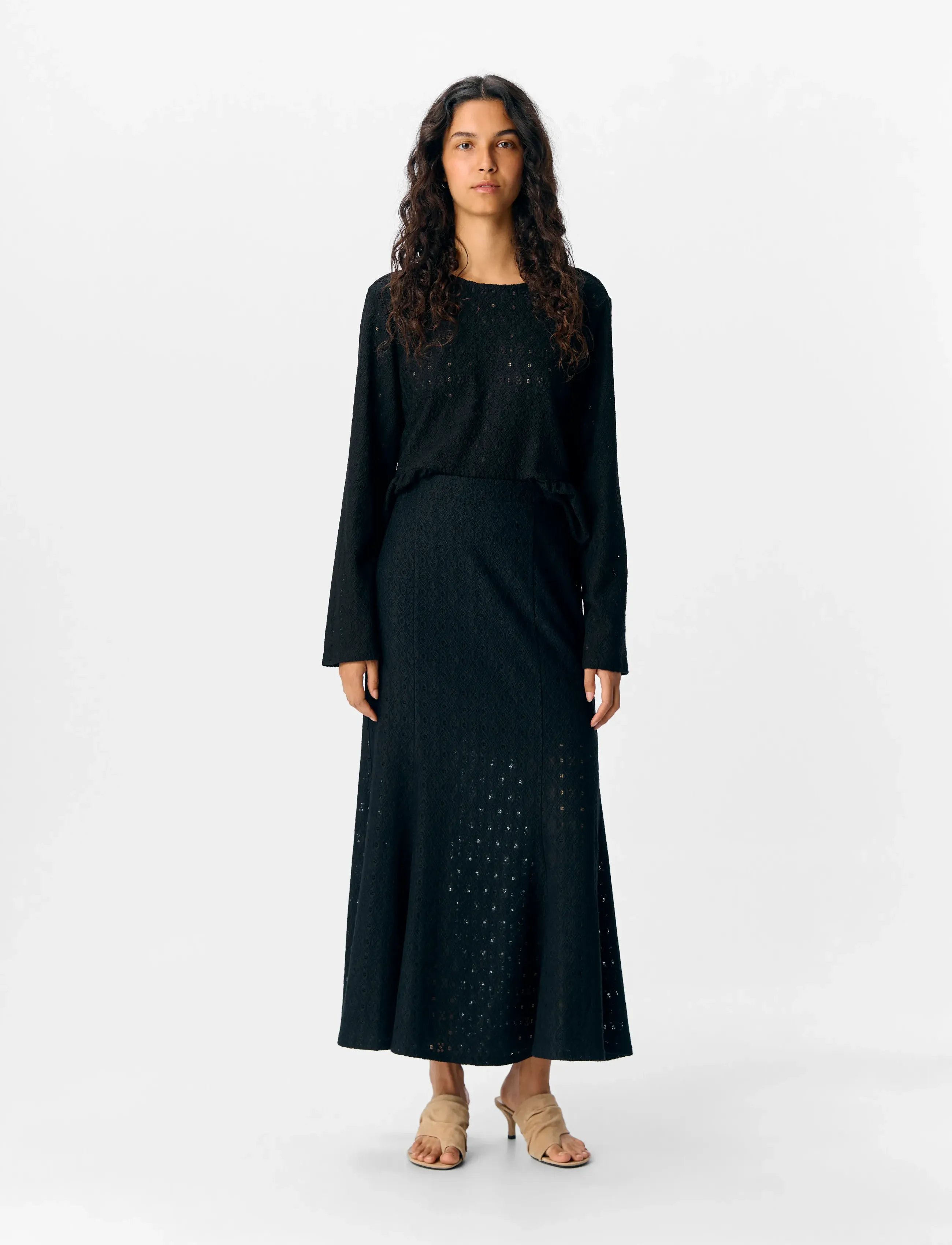 Object OBJLAILA MW LO LONG SKIRT DIV - Maxi nederdele - BLACK / black