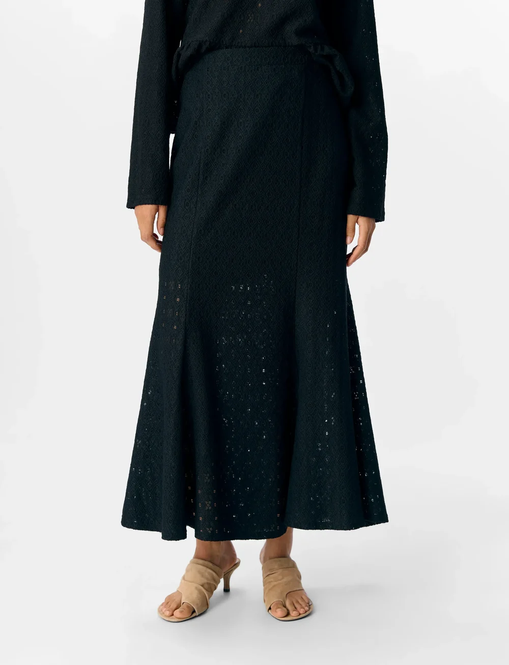Object - OBJLAILA MW LO LONG SKIRT DIV - kootud seelikud - black - 3