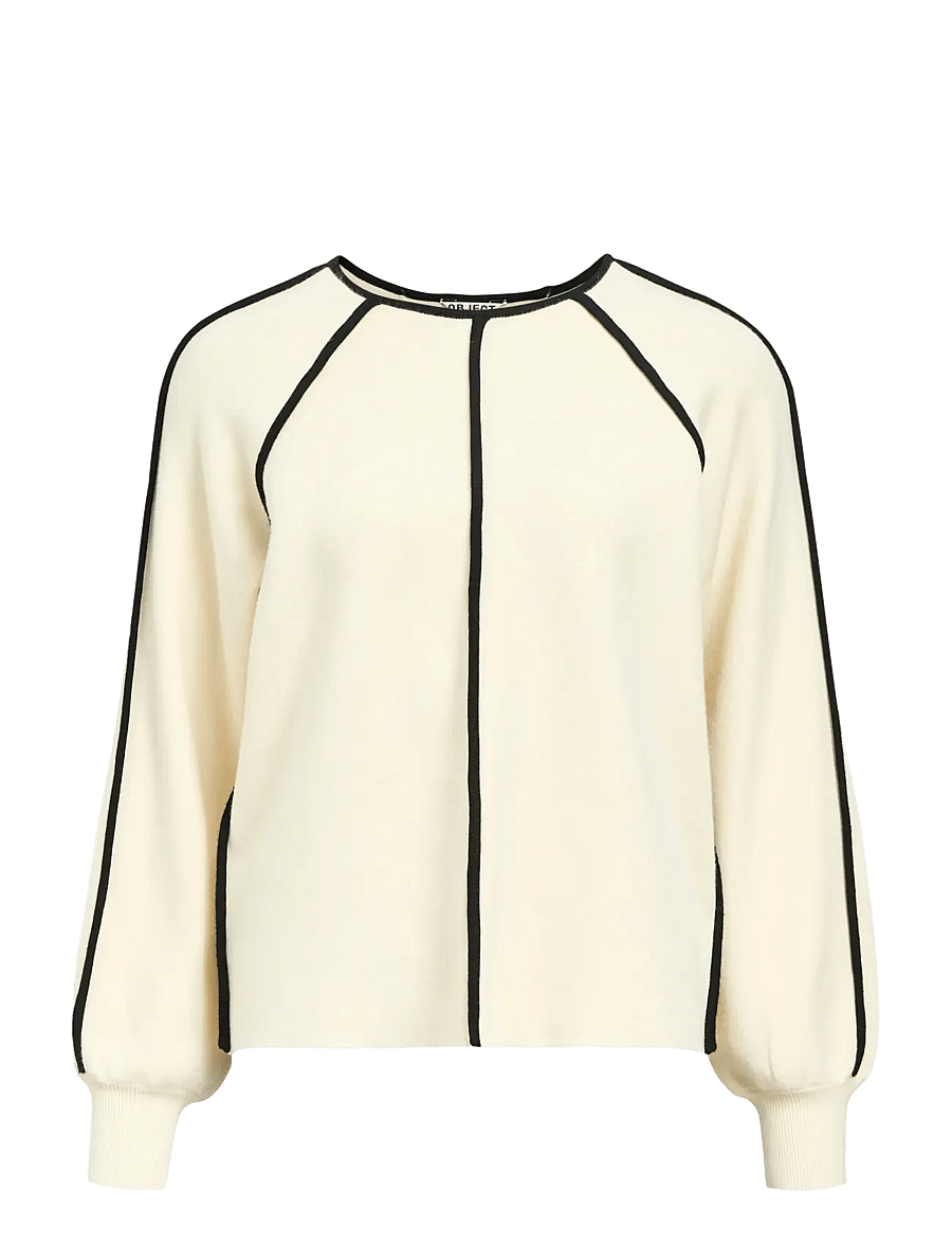 Object - OBJREYNARD LS LO CONTRAST PULLOVER DIV - sweatshirts - sandshell - 1